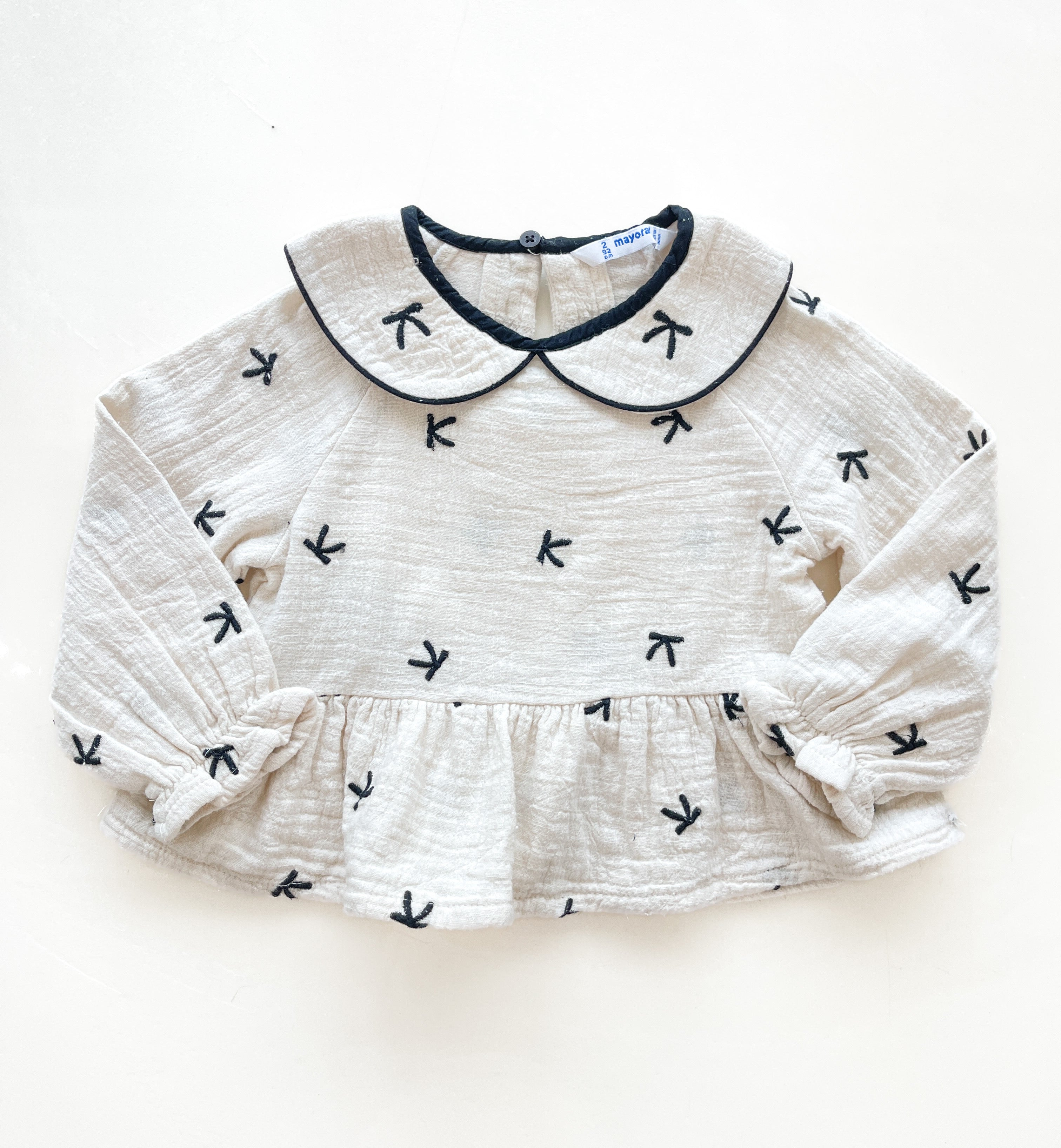 Blouse with Embroidered Bows