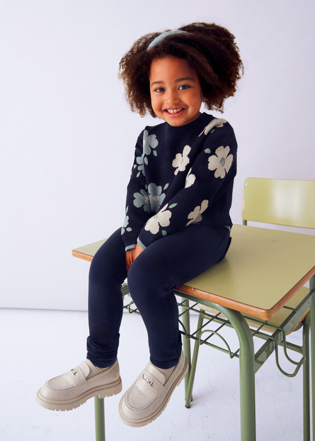 Dark Navy Flowers Sweater