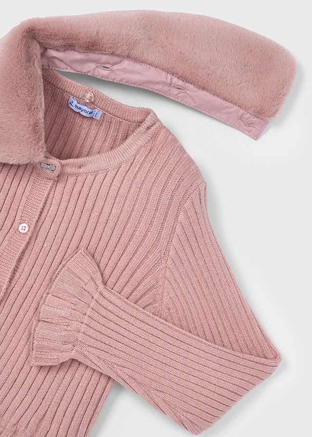 Faux Fur Collar Cardigan