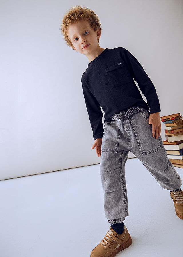Acid Grey Denim Joggers
