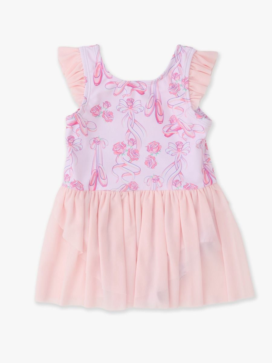 Rosy Ballet Bows Flutter Sleeve Dance & Gymnastics Leotard