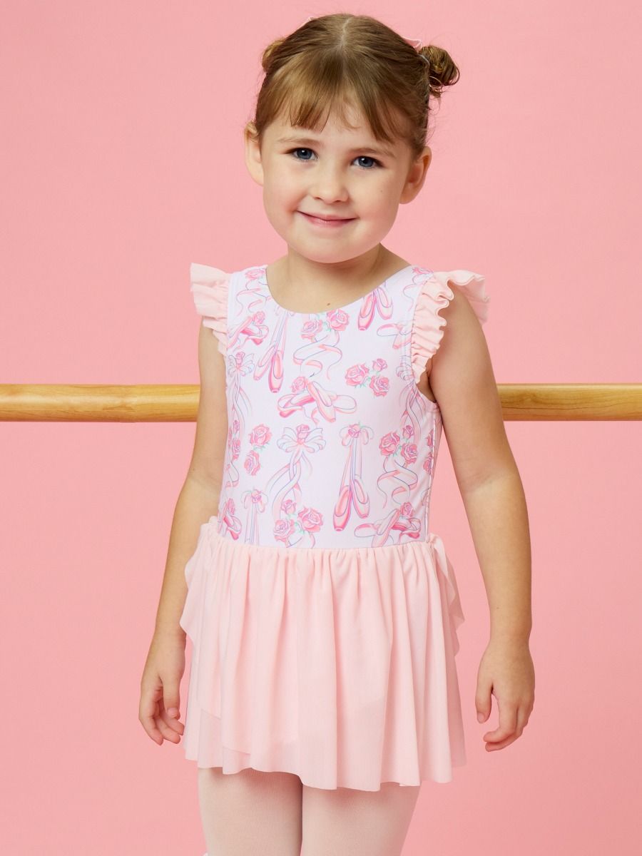 Rosy Ballet Bows Flutter Sleeve Dance & Gymnastics Leotard