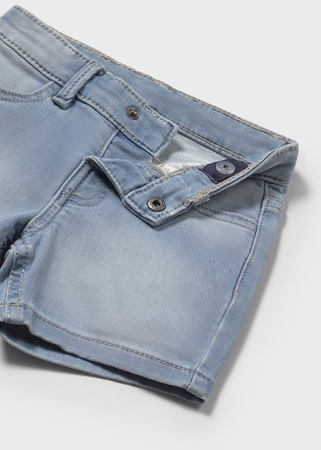 Bleach Wash Denim Shorts