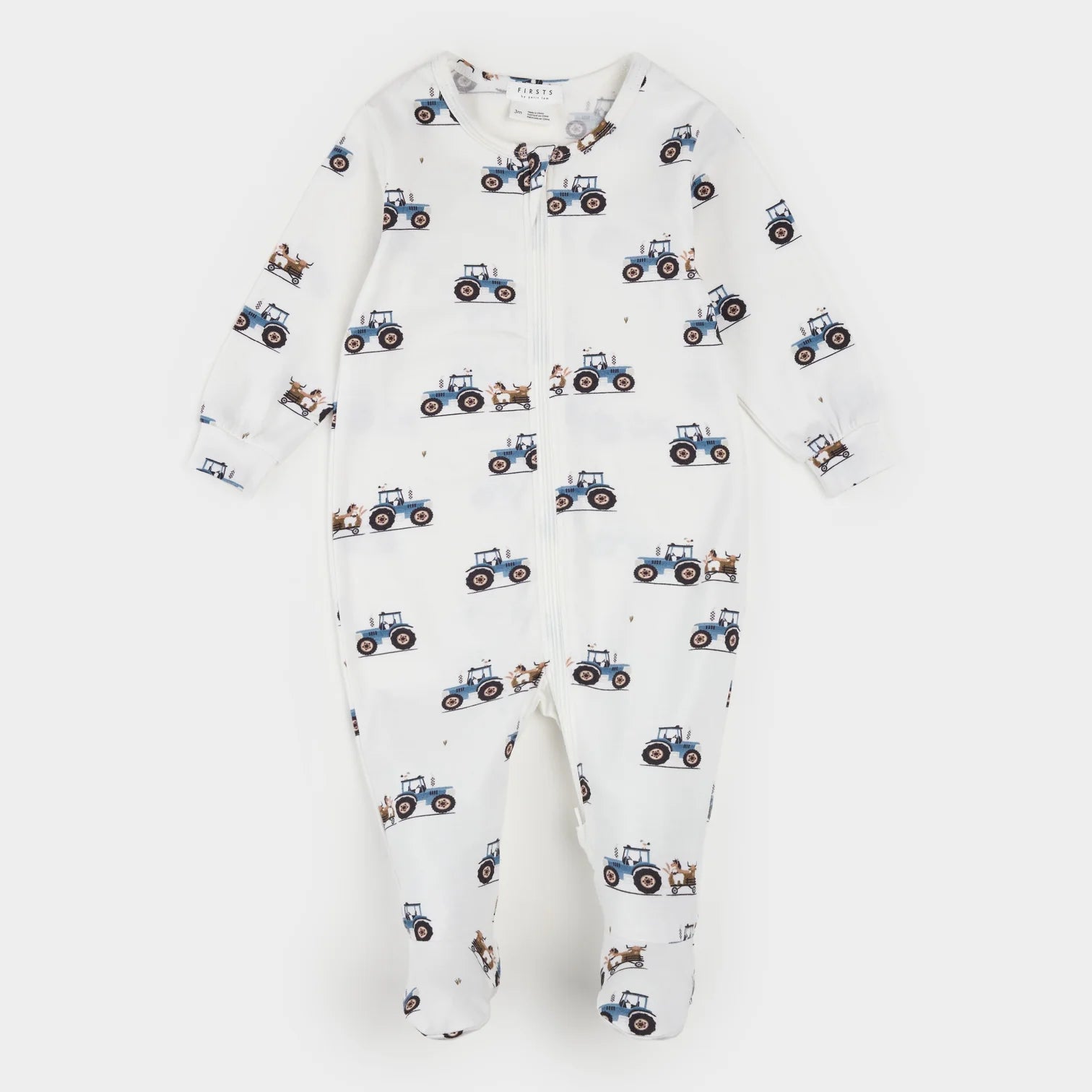 Tractor Ride Print on Off-White Sleeper