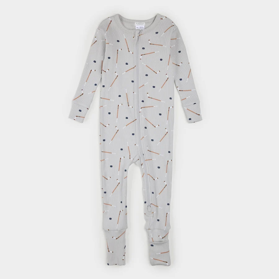 Slapstick Print on Ribbed Lunar Rock Convertible Ribbed Sleeper