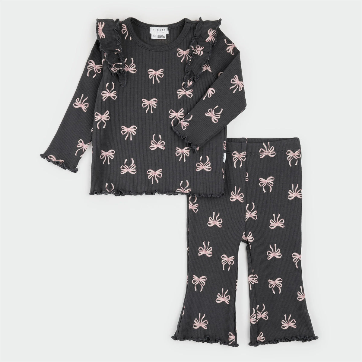 Ribbon Print on Flared Legging Set