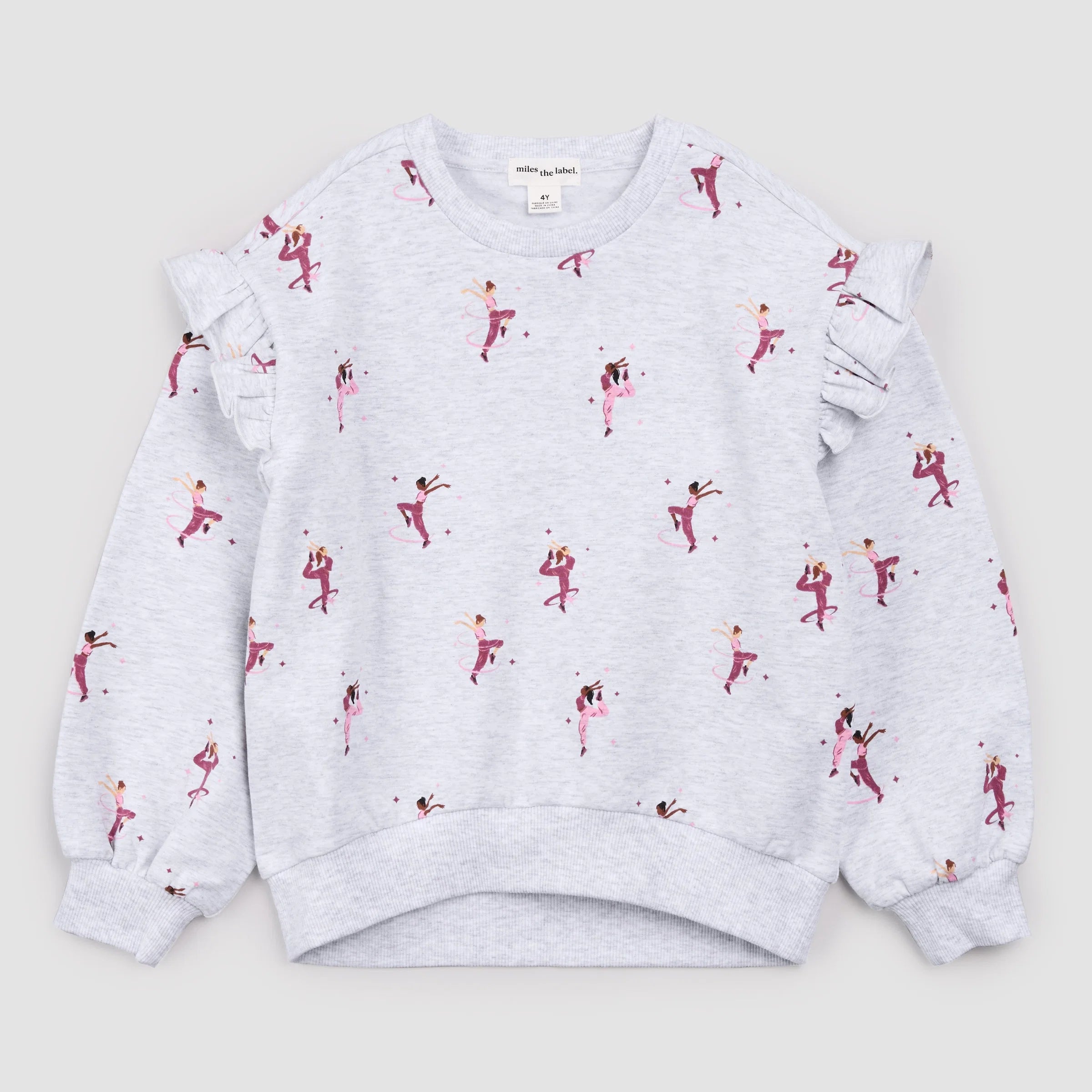 Dancer Print on Light Grey Mix Girl's Sweatshirt & Leggings
