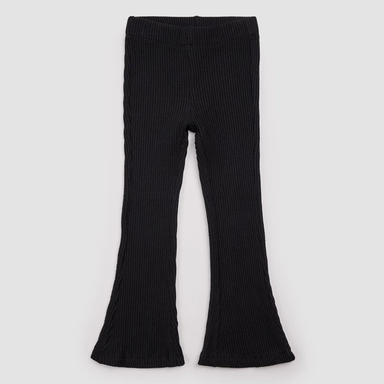 Black Flared Rib Leggings
