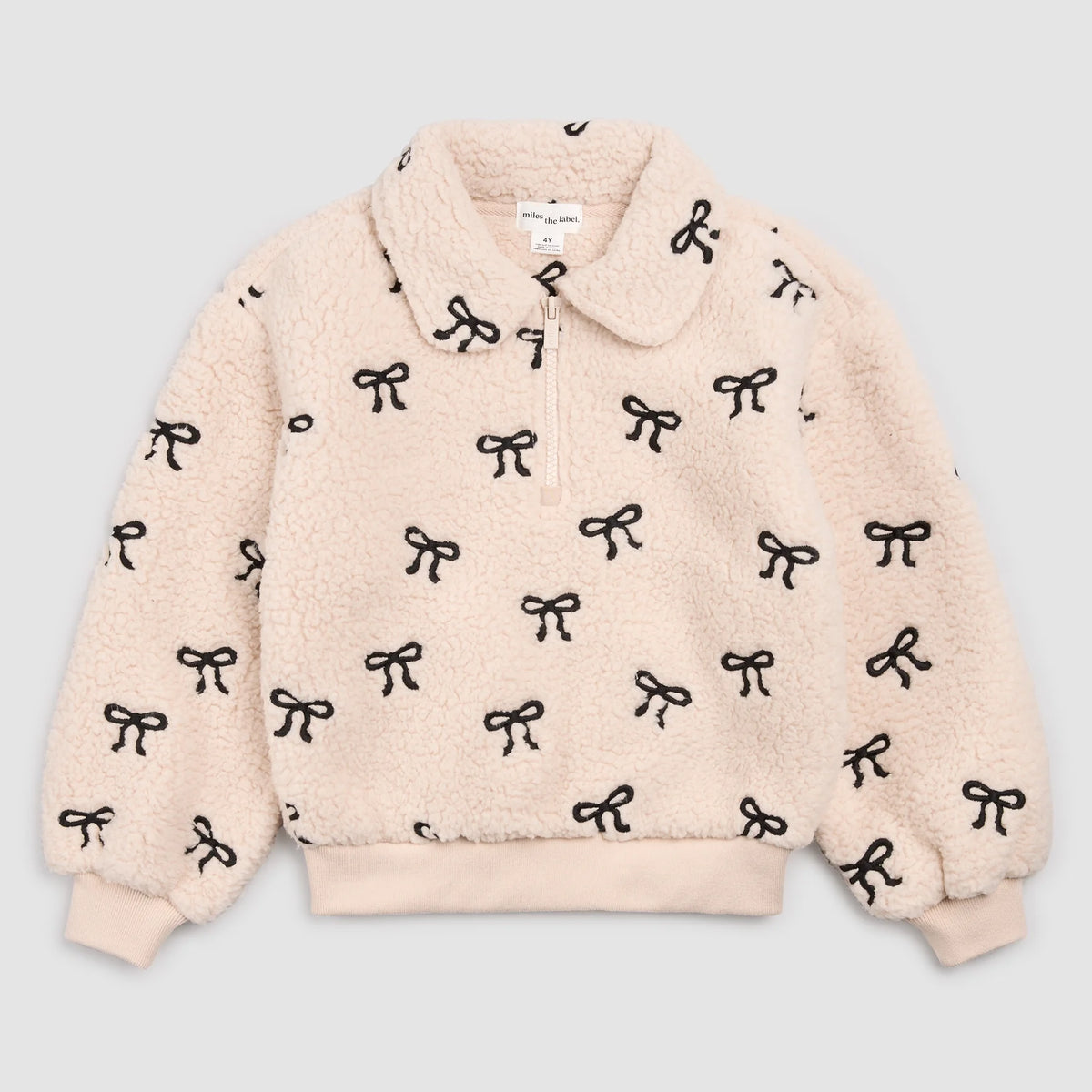 Bows Embroidered Sherpa Half-Zip Pullover