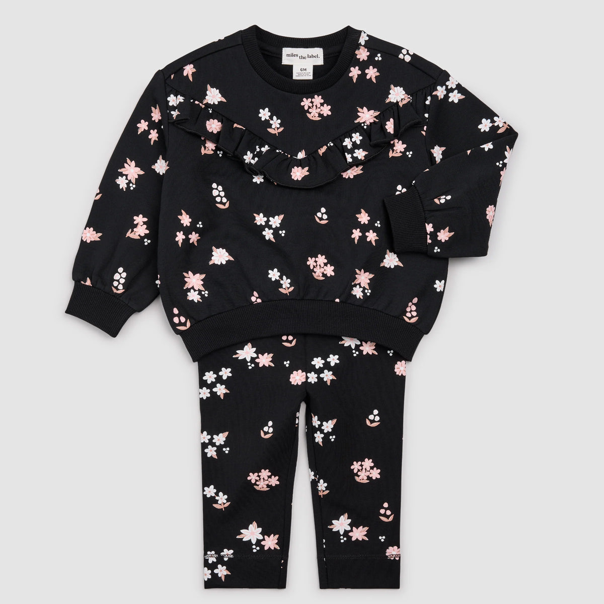 Crew Neck Sweatshirt + Legging Set | Black Floral