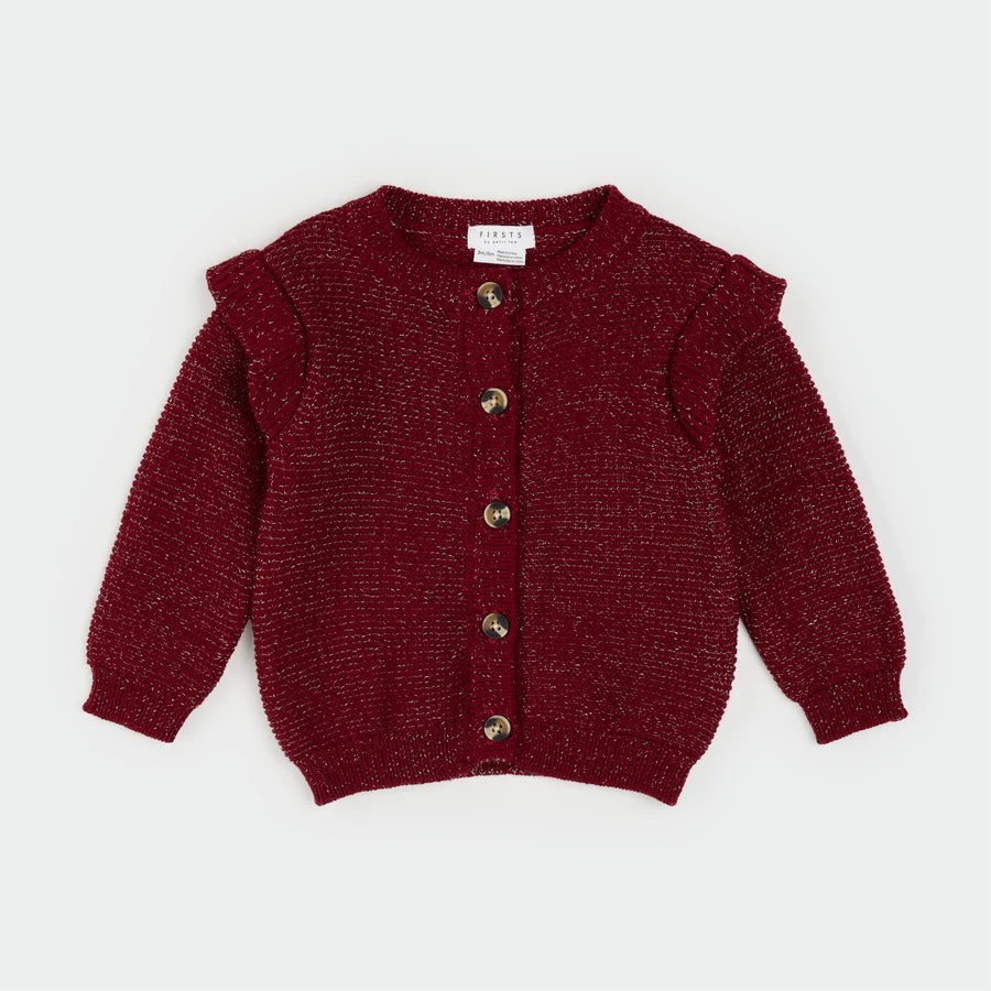 Cardigan Knit Sweater | Red Burgundy