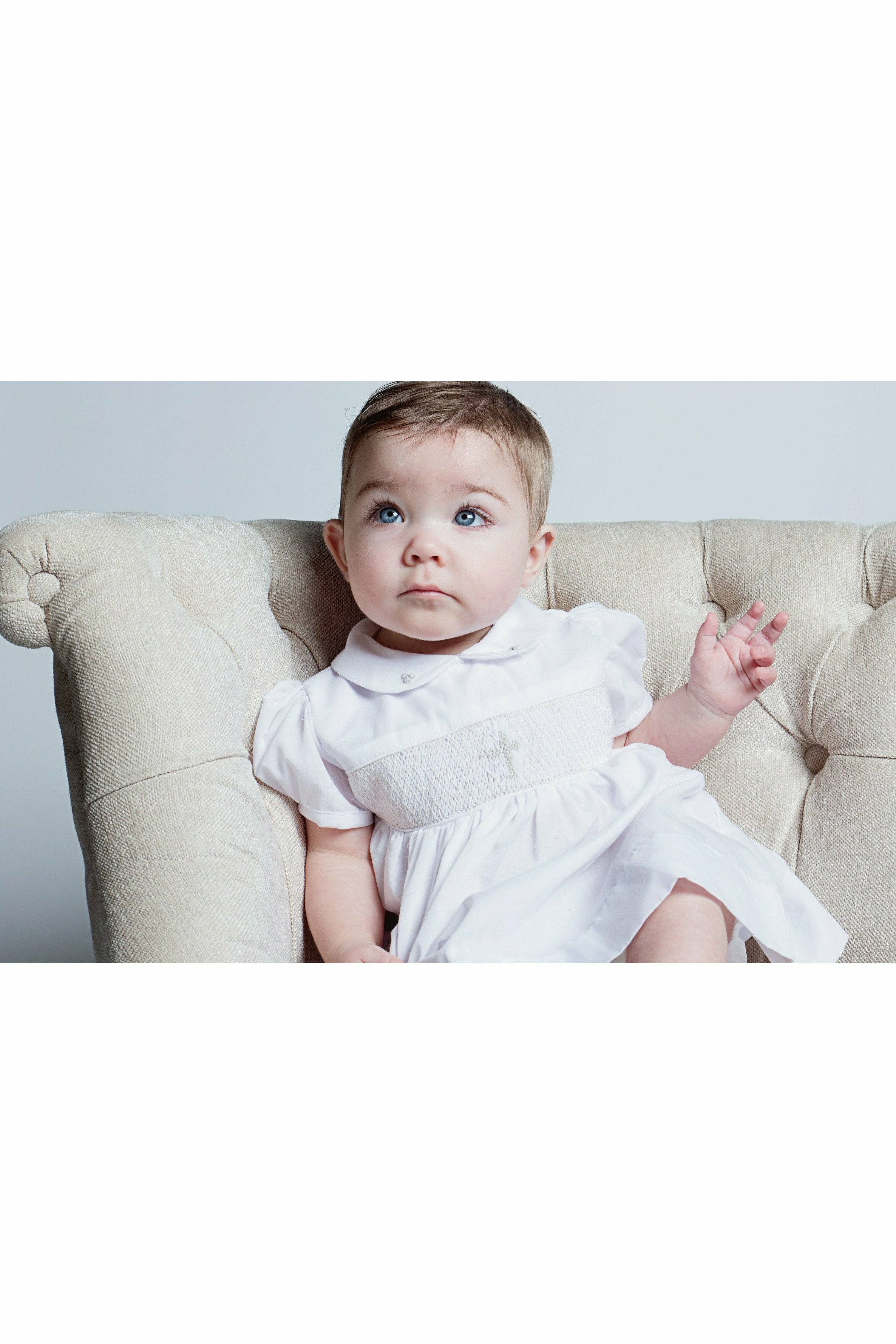 Baby Girls Christening Smocked Cross Dress