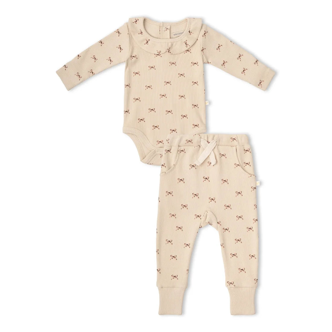 Organic Ruffle Collar Onesie & Pants Set | Tiny Bows