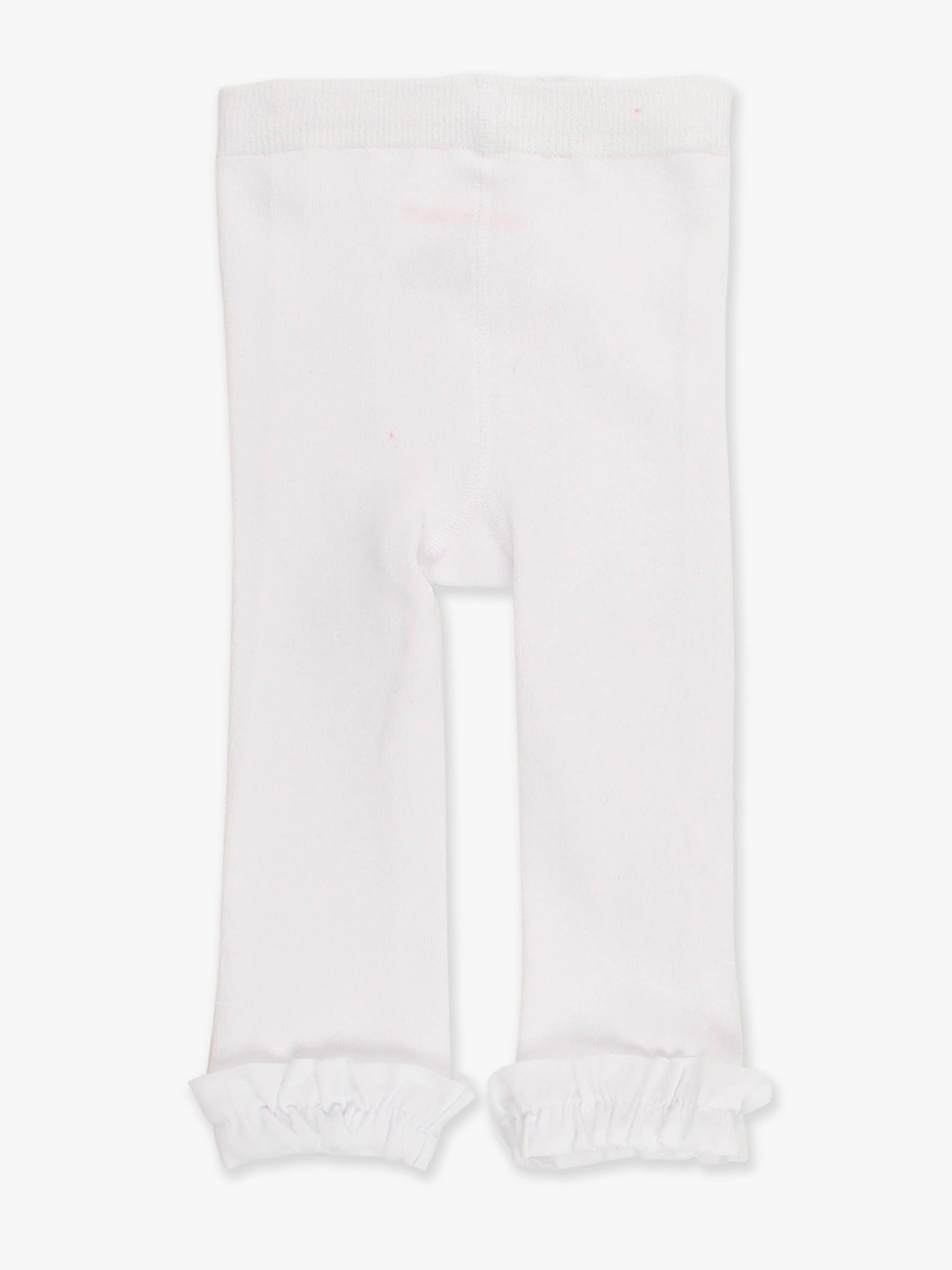 Girls White Footless Ruffle Tights