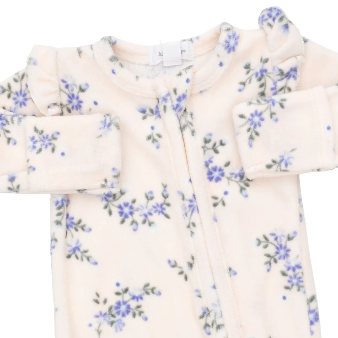2 Way Zipper Ruffle Sleeve Footie | Hanna Floral Velour