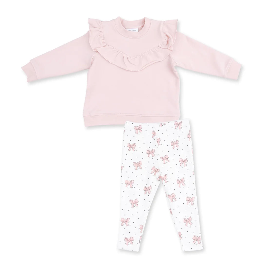 V-Ruffle Sweatshirt & Legging | Pink Bows