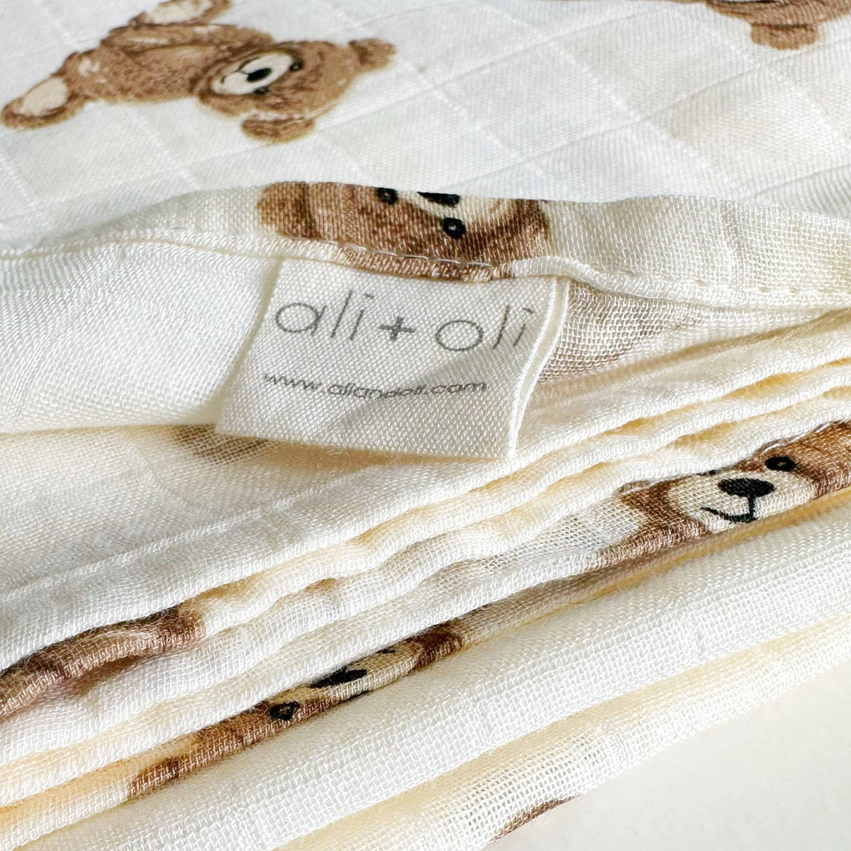 Bamboo Muslin Swaddle Baby Blanket | Teddy Bear
