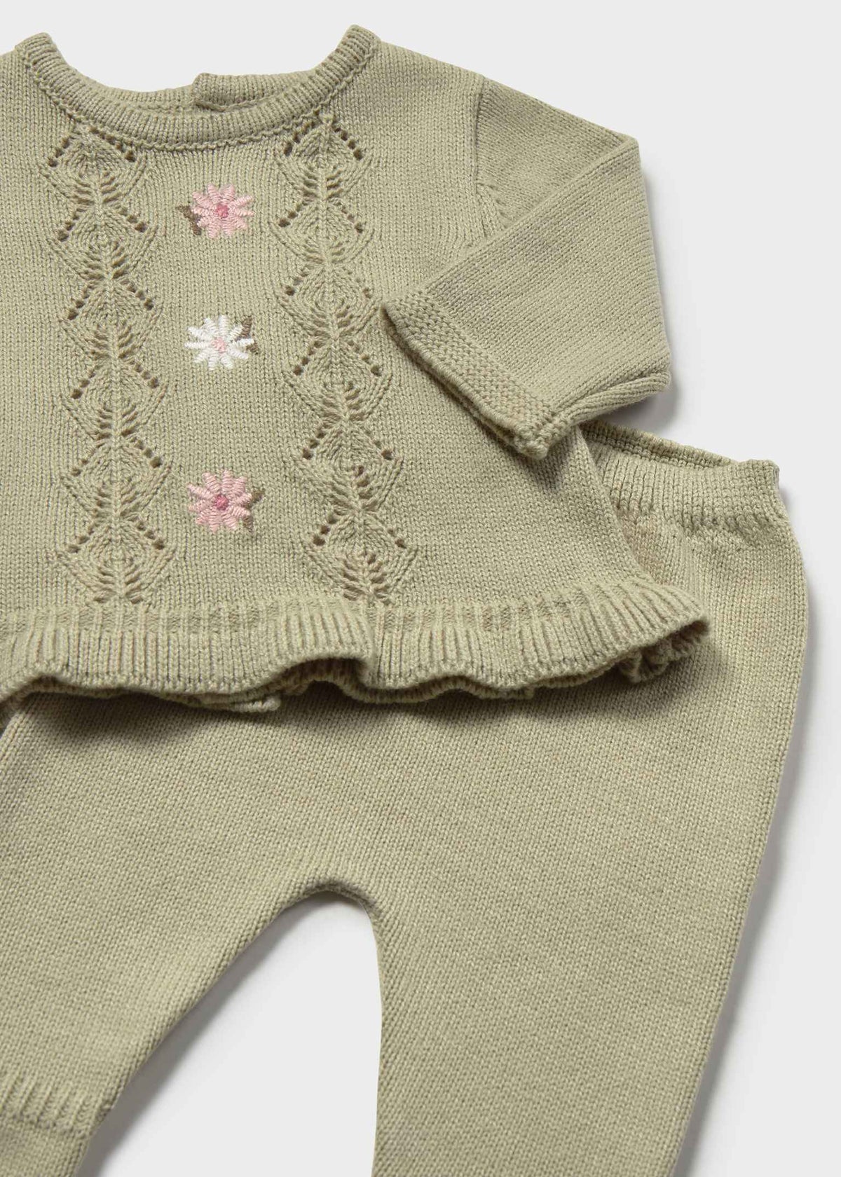 Newborn Girl Leggings and Sweater Bay Leaf Set