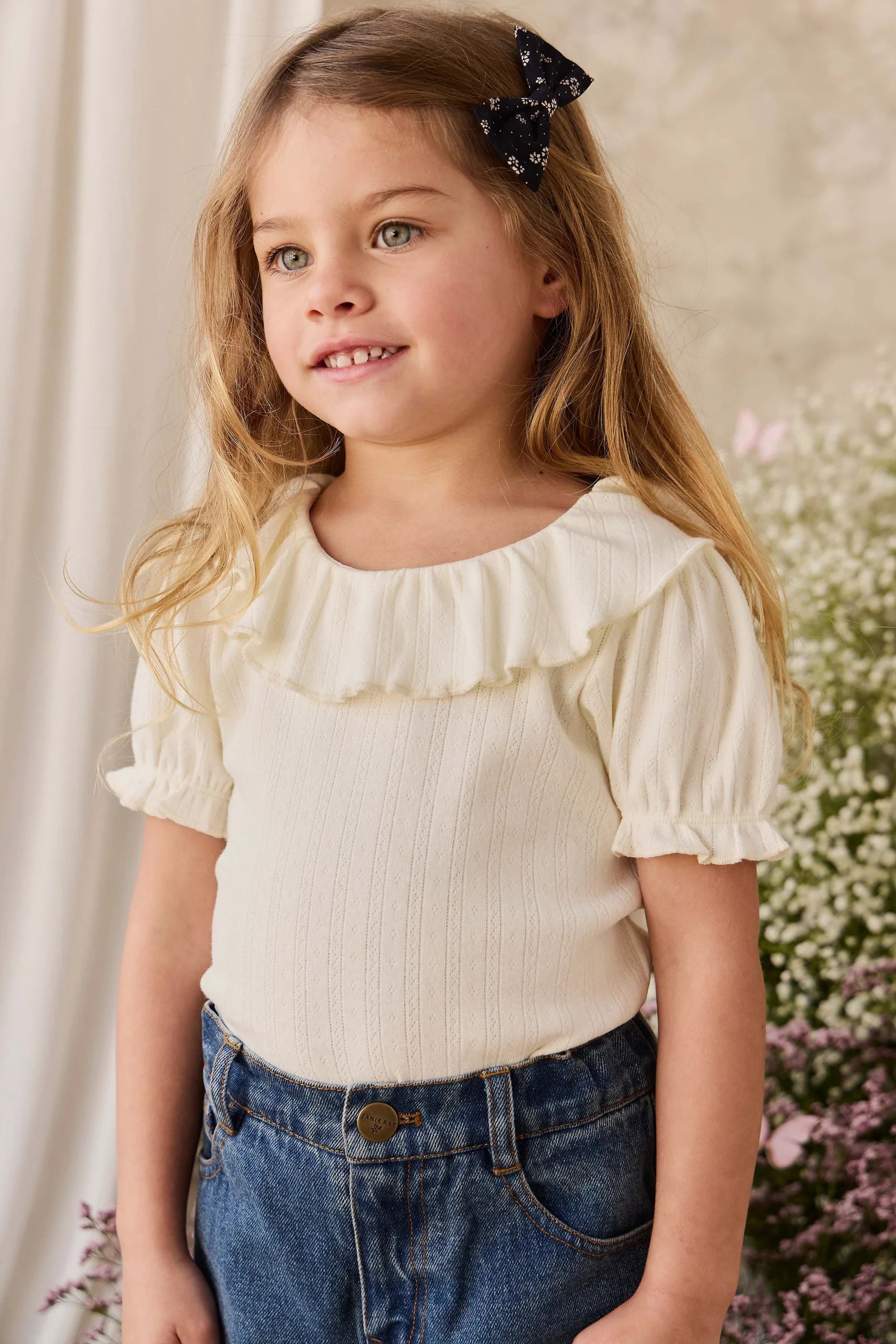 Organic Cotton Pointelle Marlene Top | Parchment
