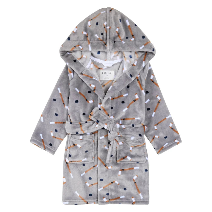 Slapstick Print on Indigo Plush Robe