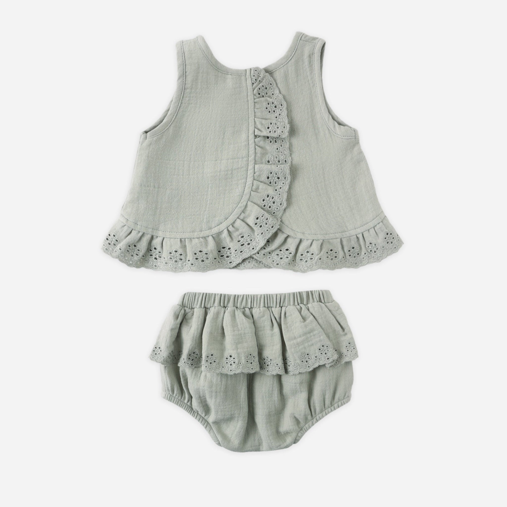 Ruffled Tulip Top + Bloomer Set | Sage