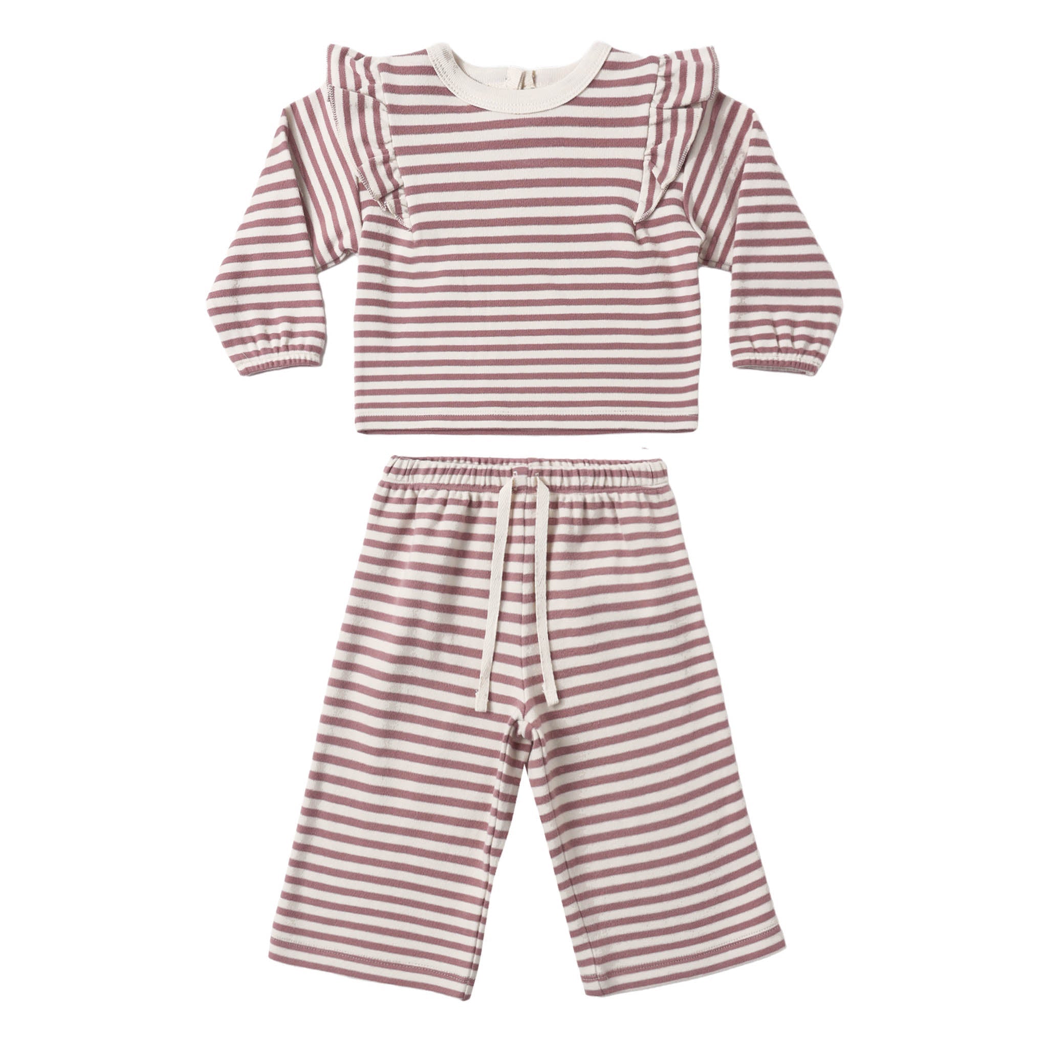 Ruffle Cozy Set | Mulberry Stripe