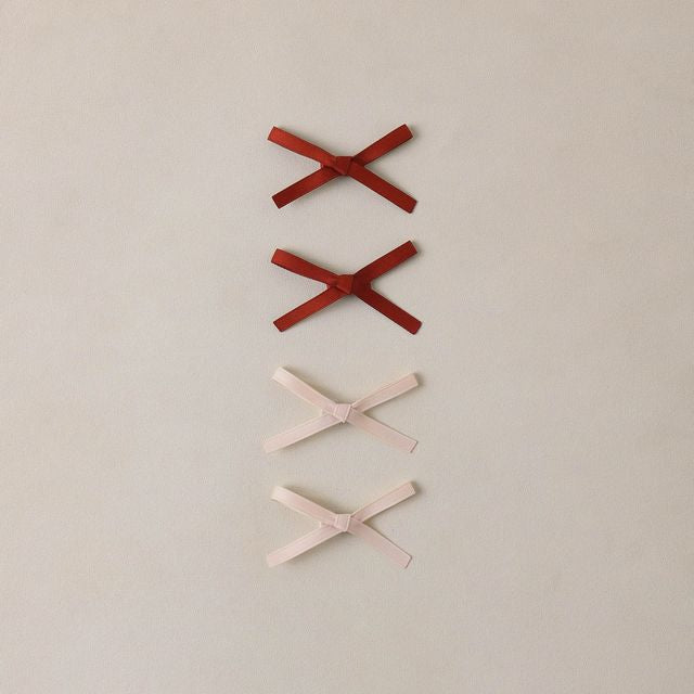 Mini Satin Ribbon Bows | Blush + Red