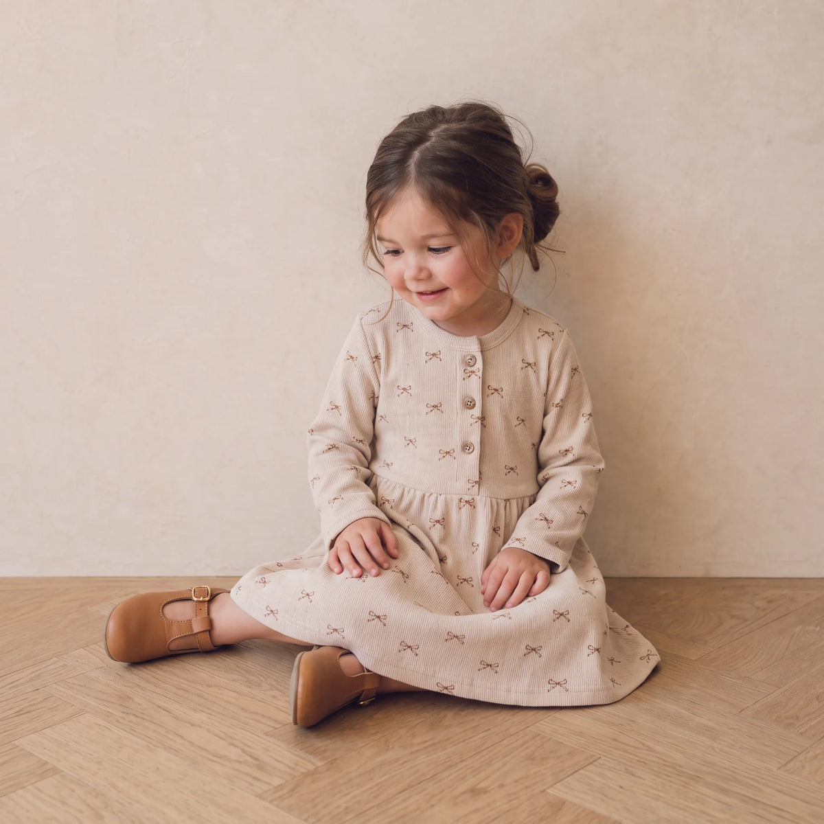 Organic Buttoned Dress | Tiny Bows