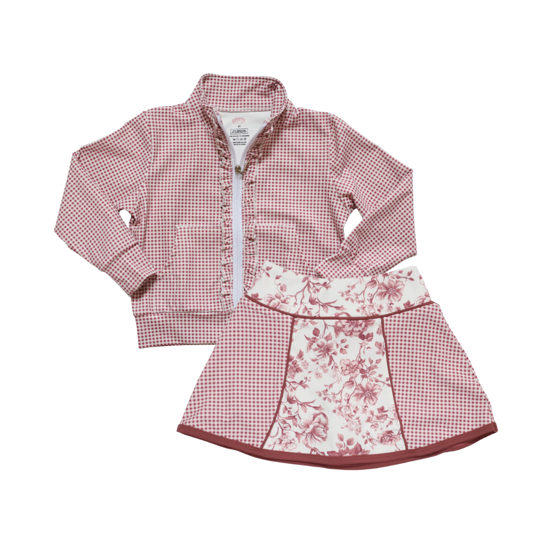 Zip Up Skort Set | Floral Gingham