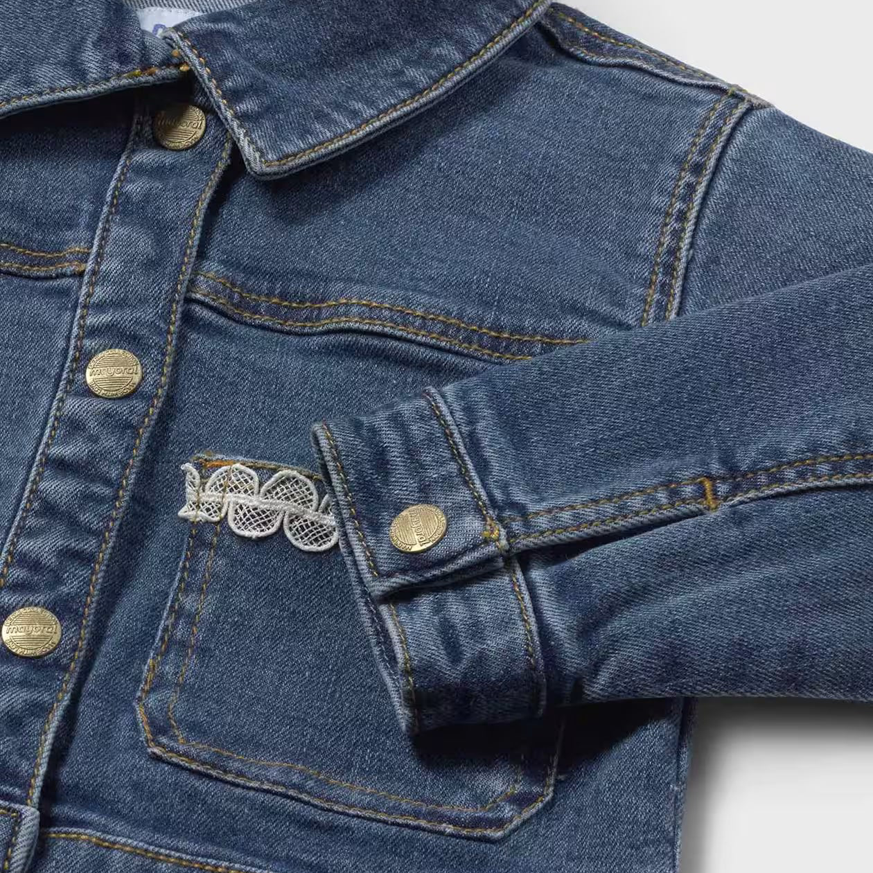Dark Denim Jacket | White Appliqué