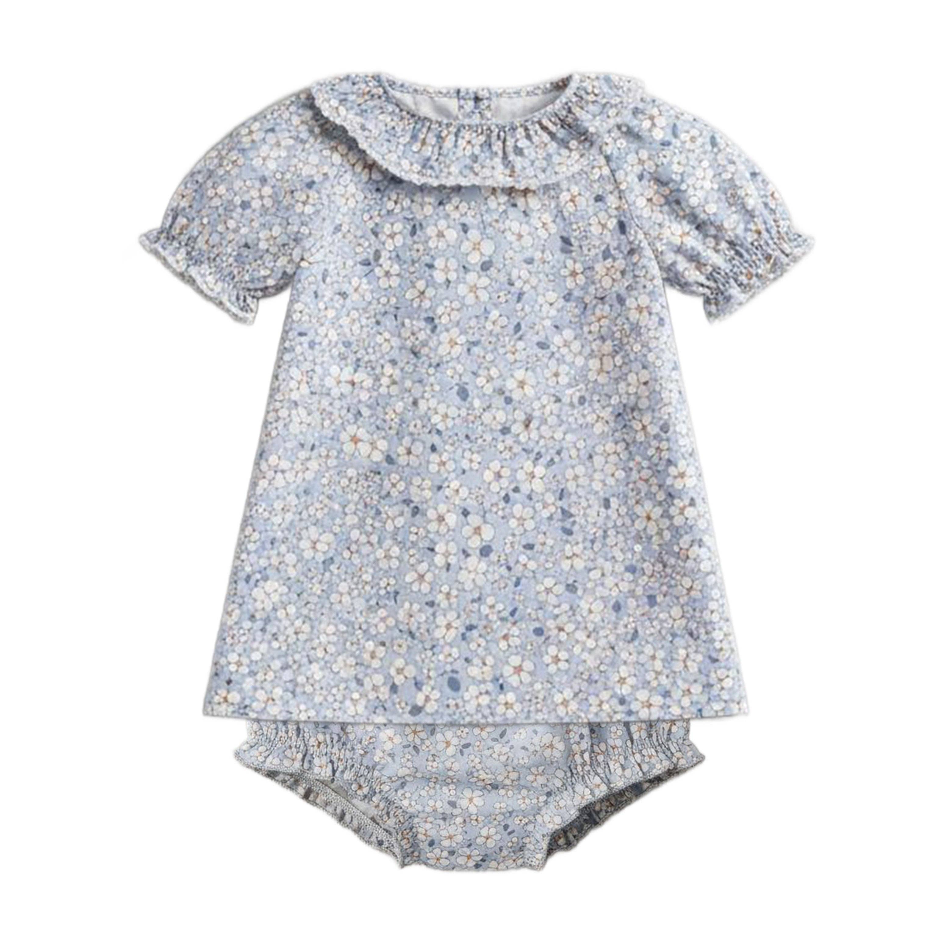 Poplin Ruffle Collar Shirt & Bloomer Set