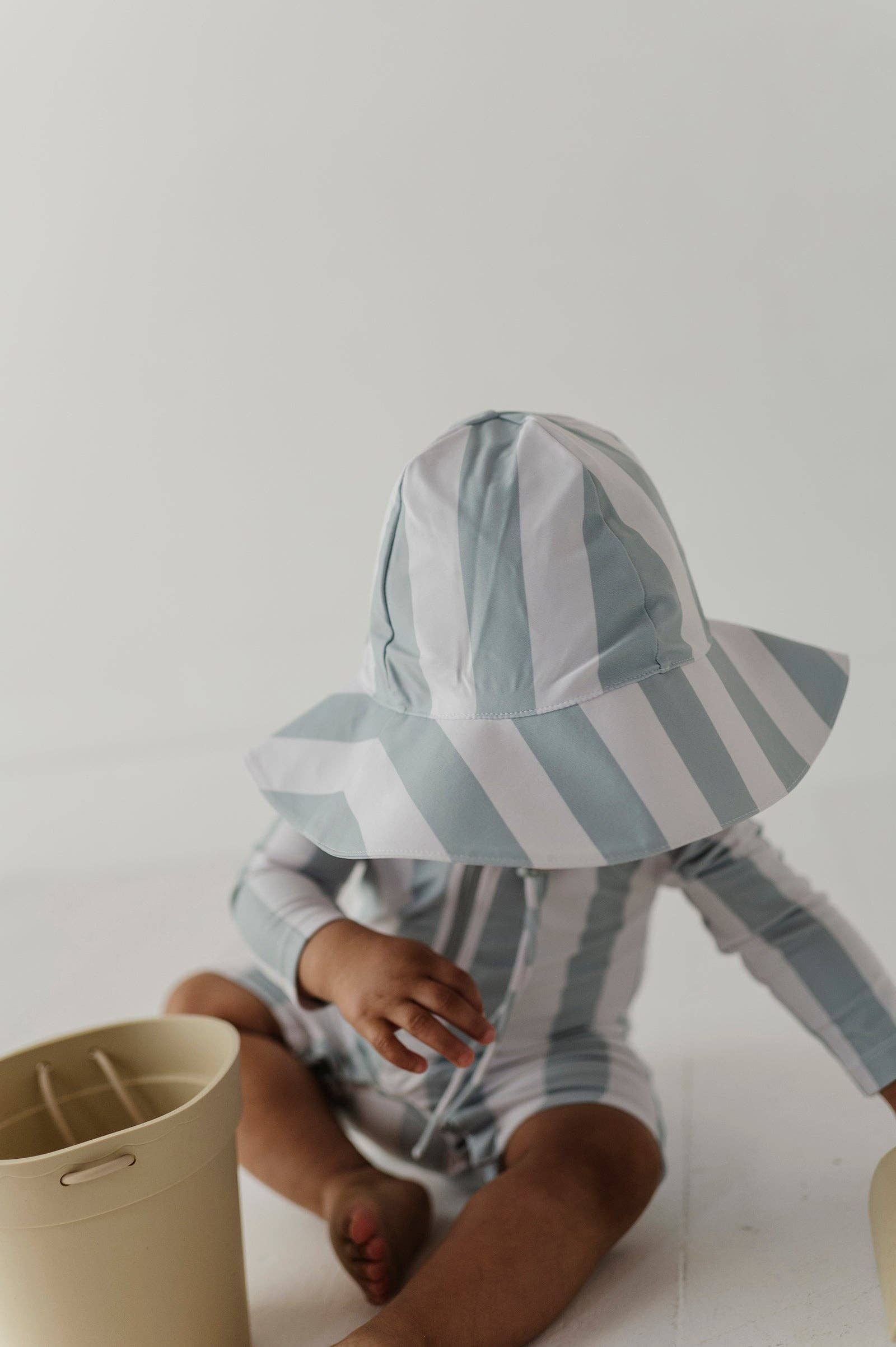 Sun Hat | Aqua Grey Stripe
