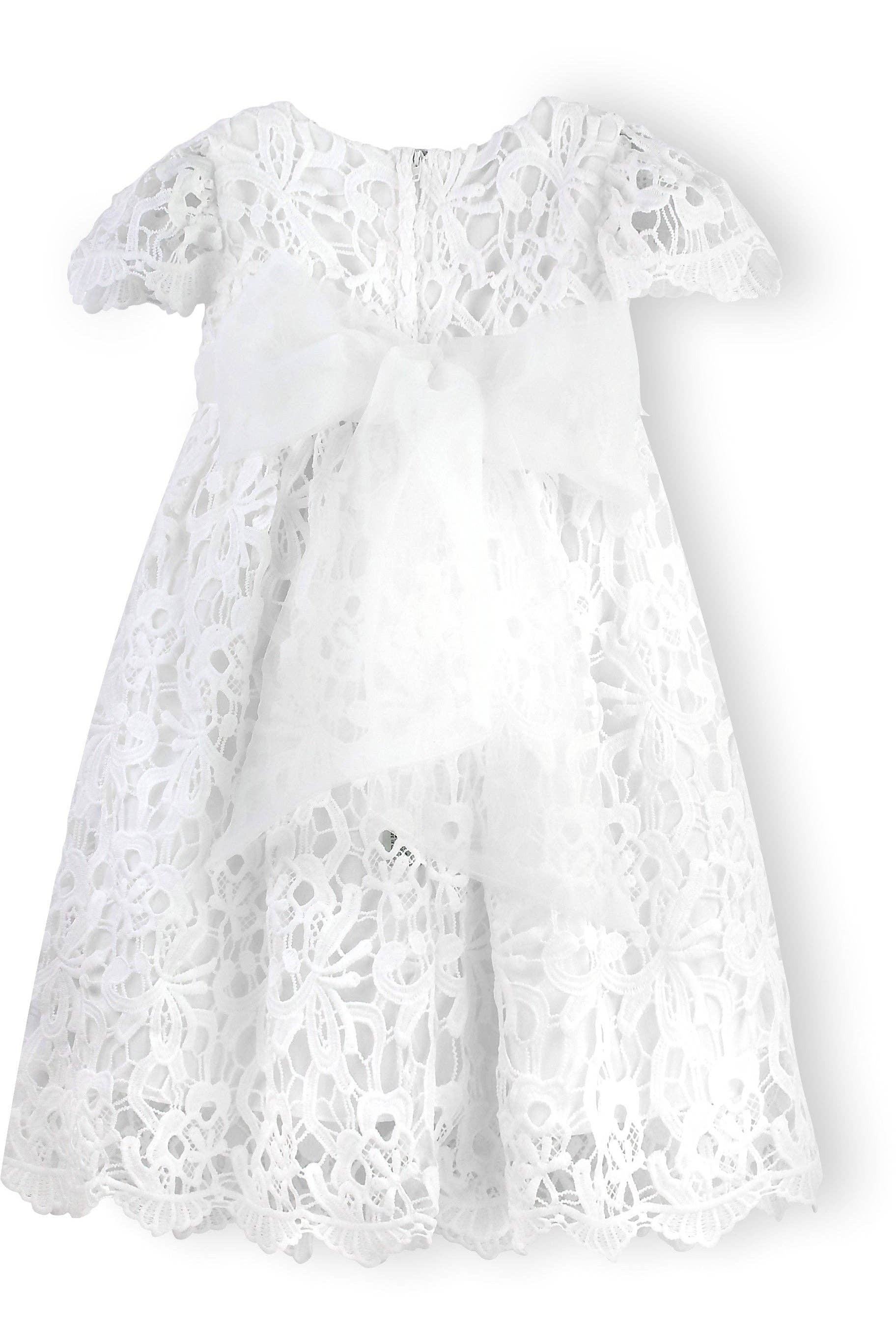 Baby Girls White Lace Christening & Baptism Dress w/Bonnet