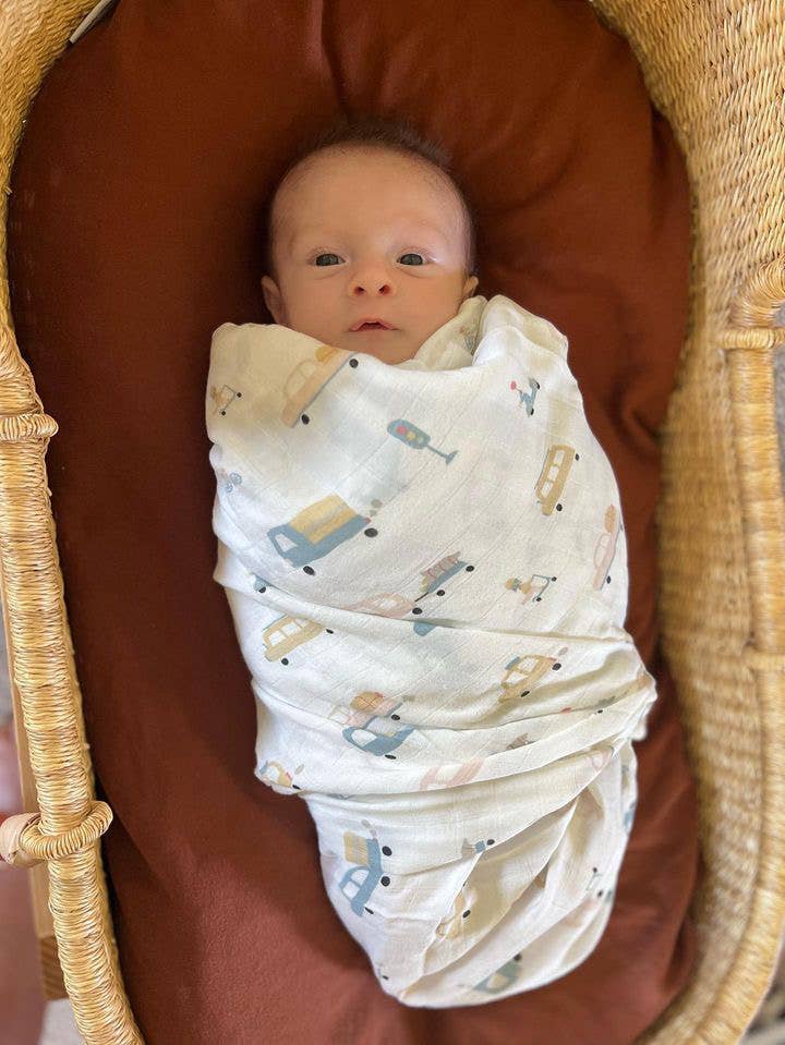 Bamboo Muslin Swaddle Blanket | Cars