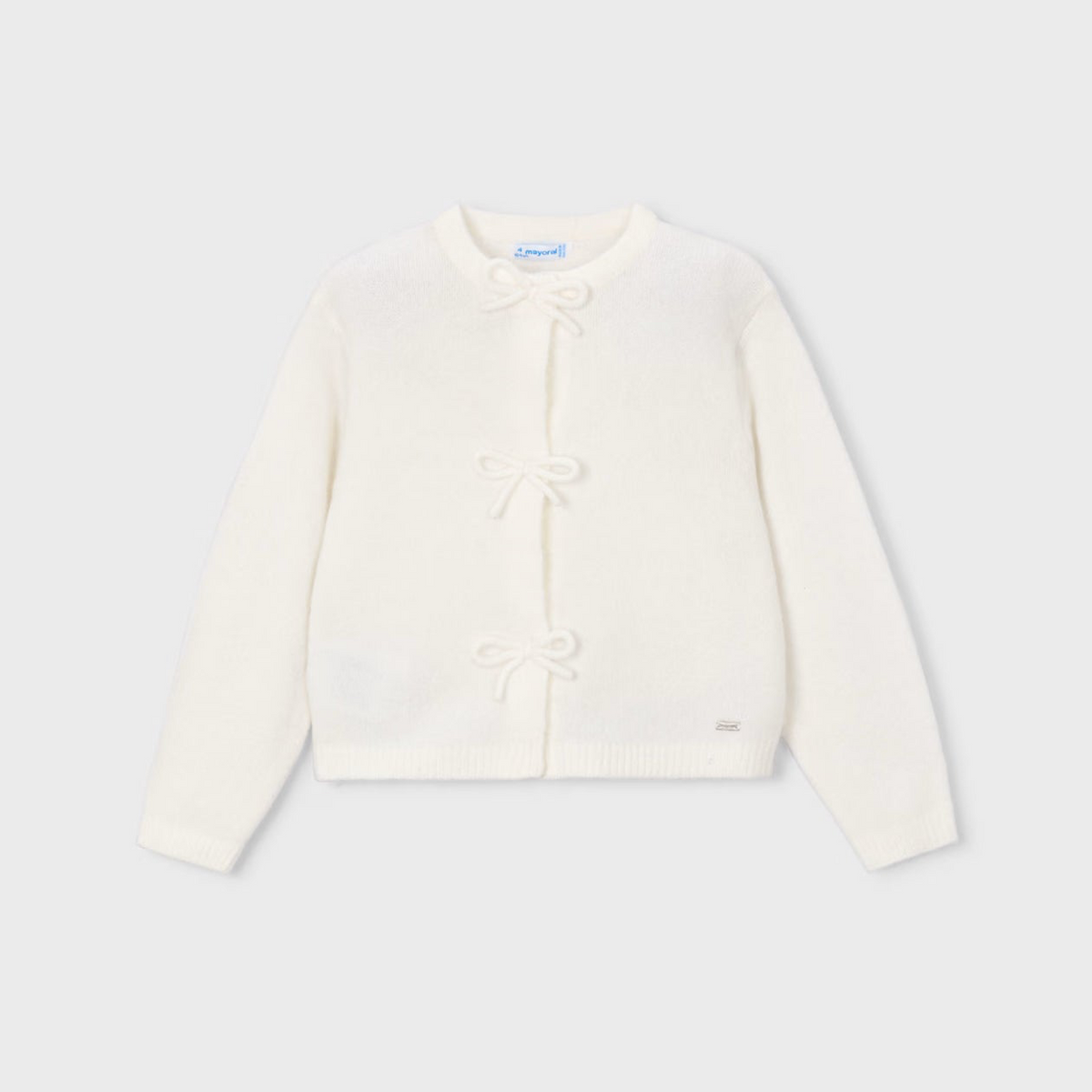 Knit Cardigan with Bows | Natural