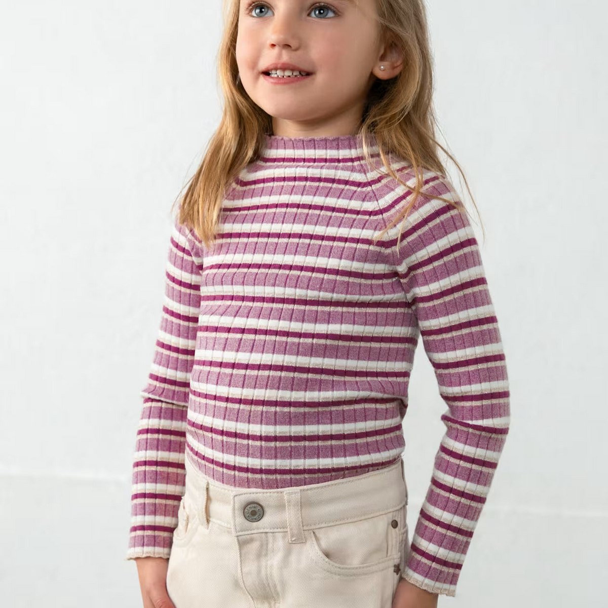 Knit Striped Sweater | Pink