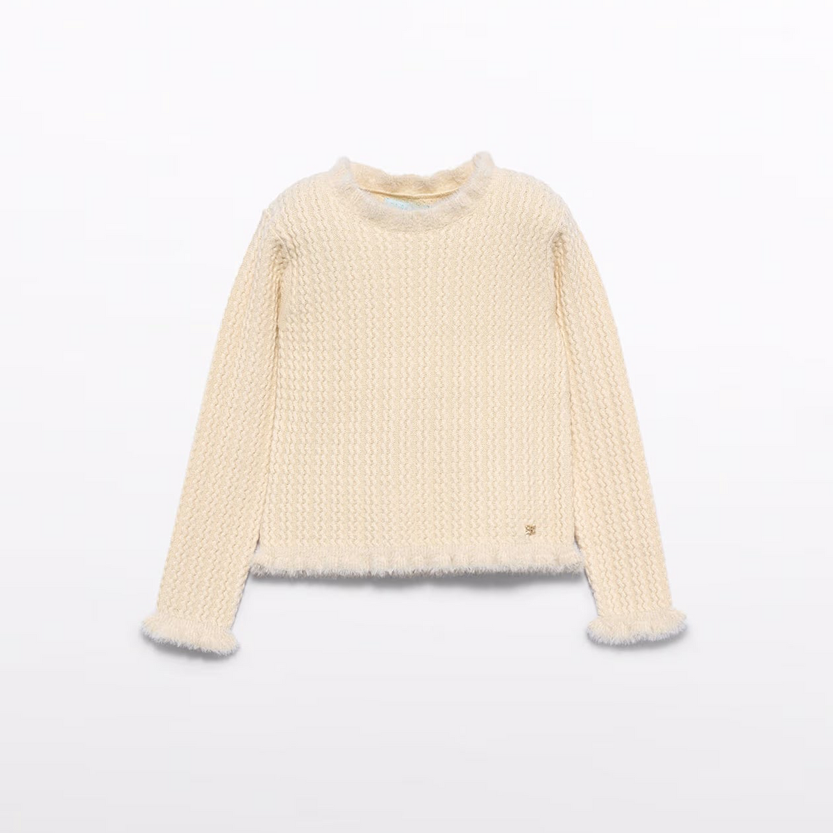 Mock Neck Faux Fur Sweater | Ivory