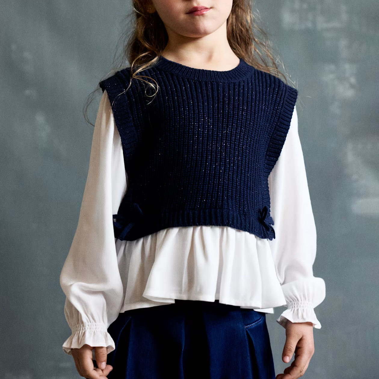 Vest Blouse | Navy