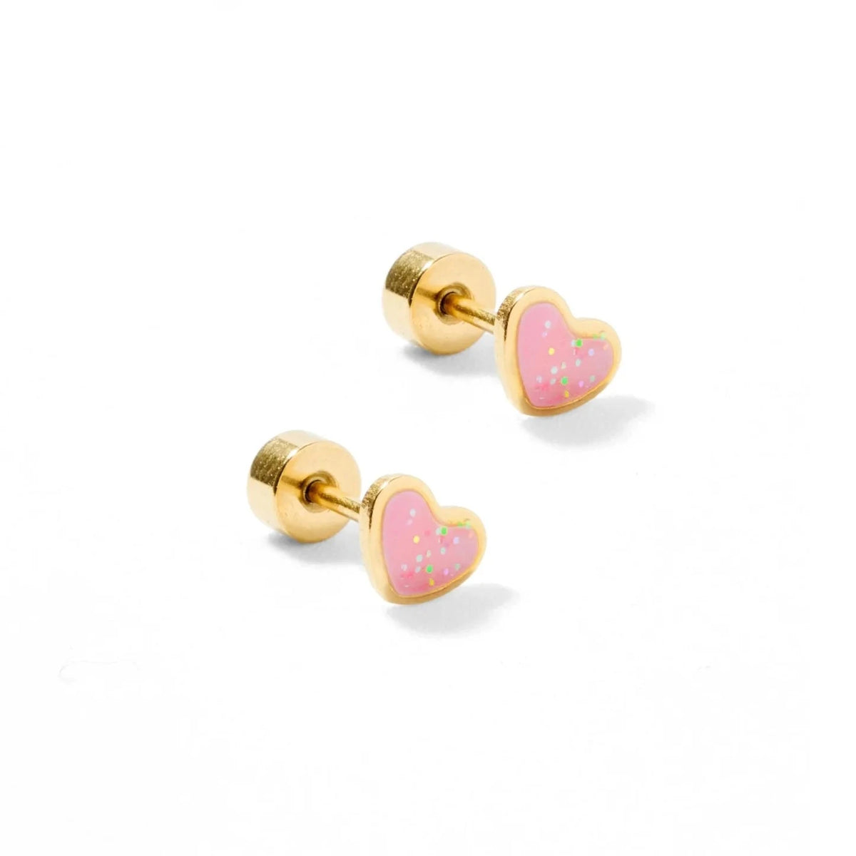 Screwback Stud Earrings | Nora Heart Pink