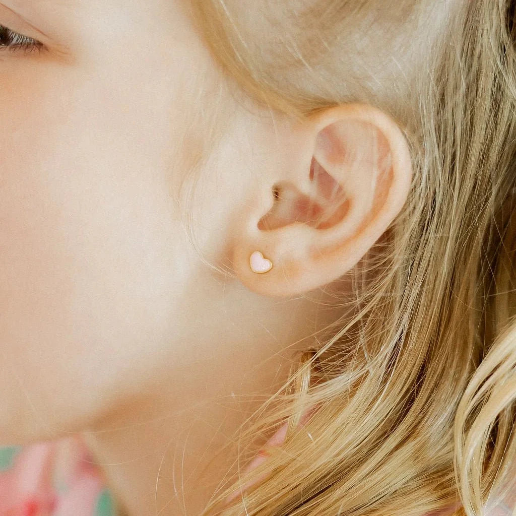 Screwback Stud Earrings | Nora Heart Pink