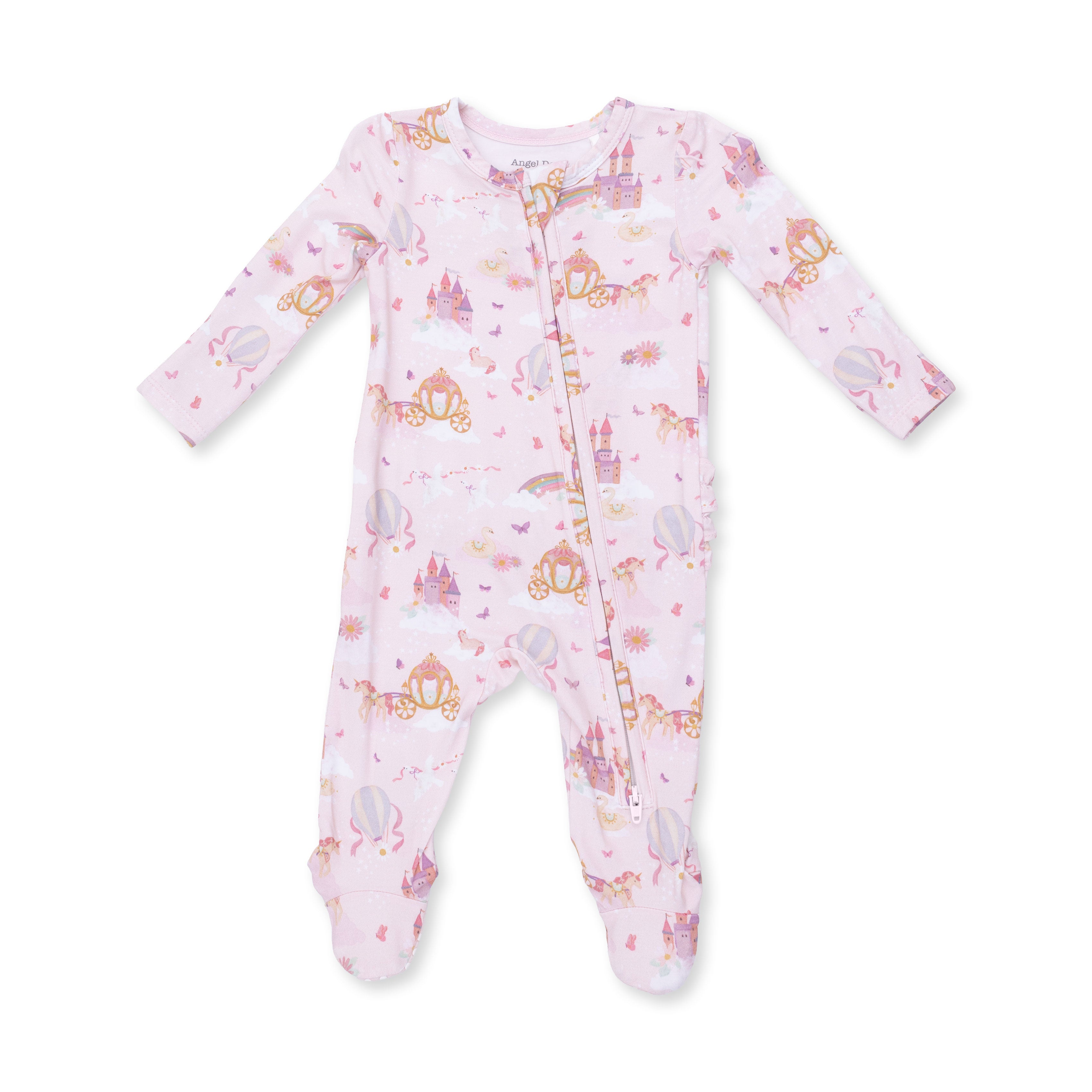 2 Way Zipper Ruffle Footie | Princess Unicorns & Castle