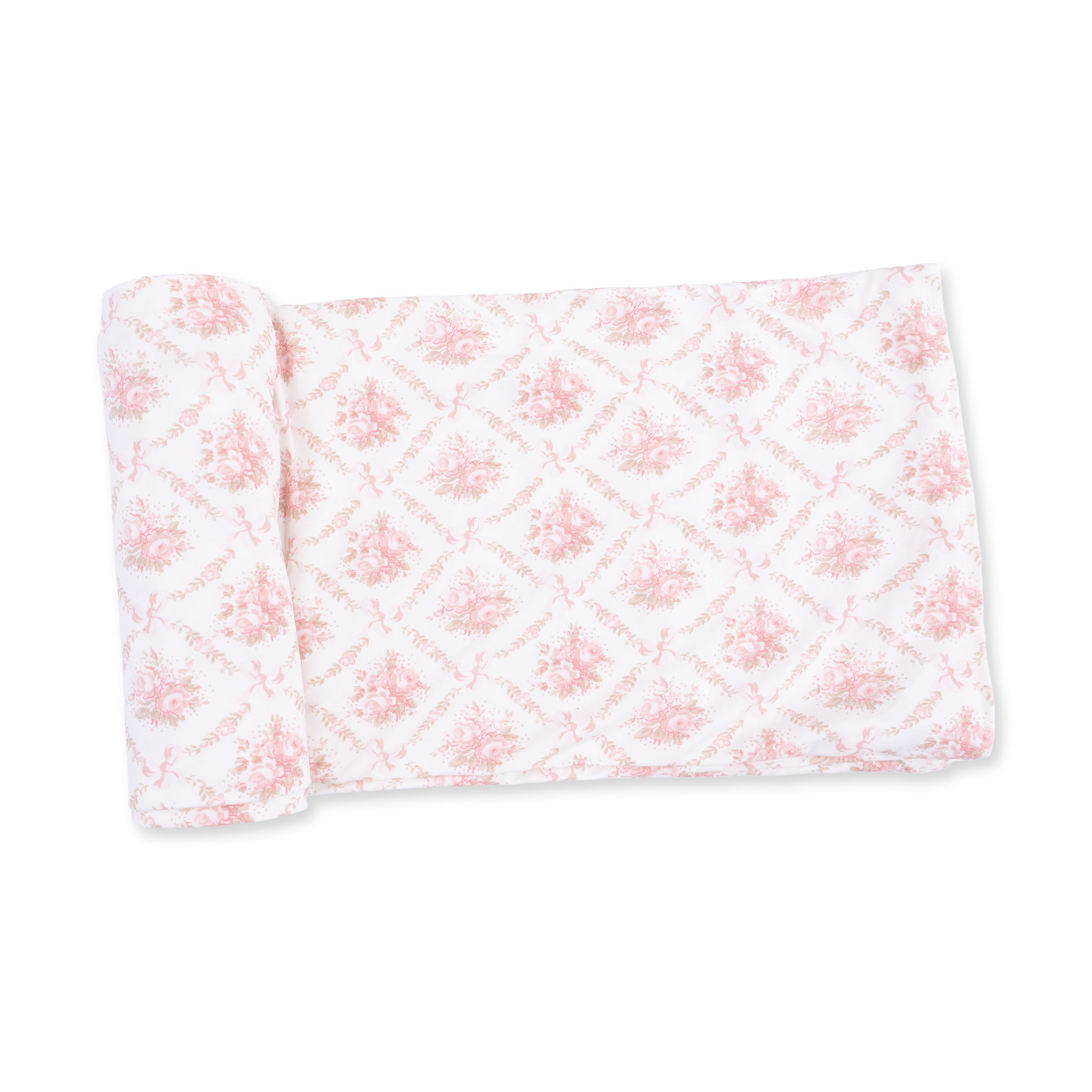 Swaddle Blanket | Rose Bow Lattice
