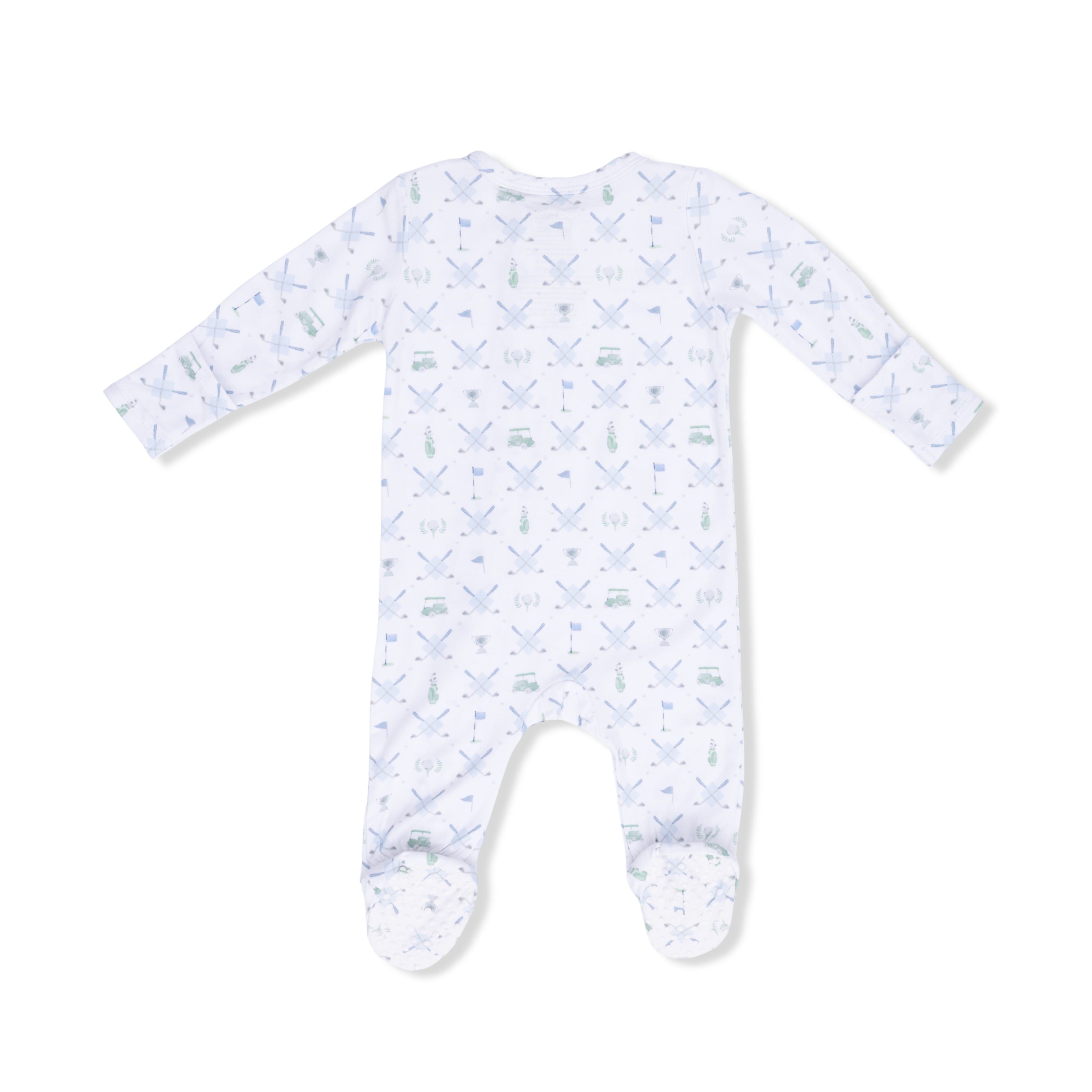 2 Way Zipper Footie | Golf Trellis Blue