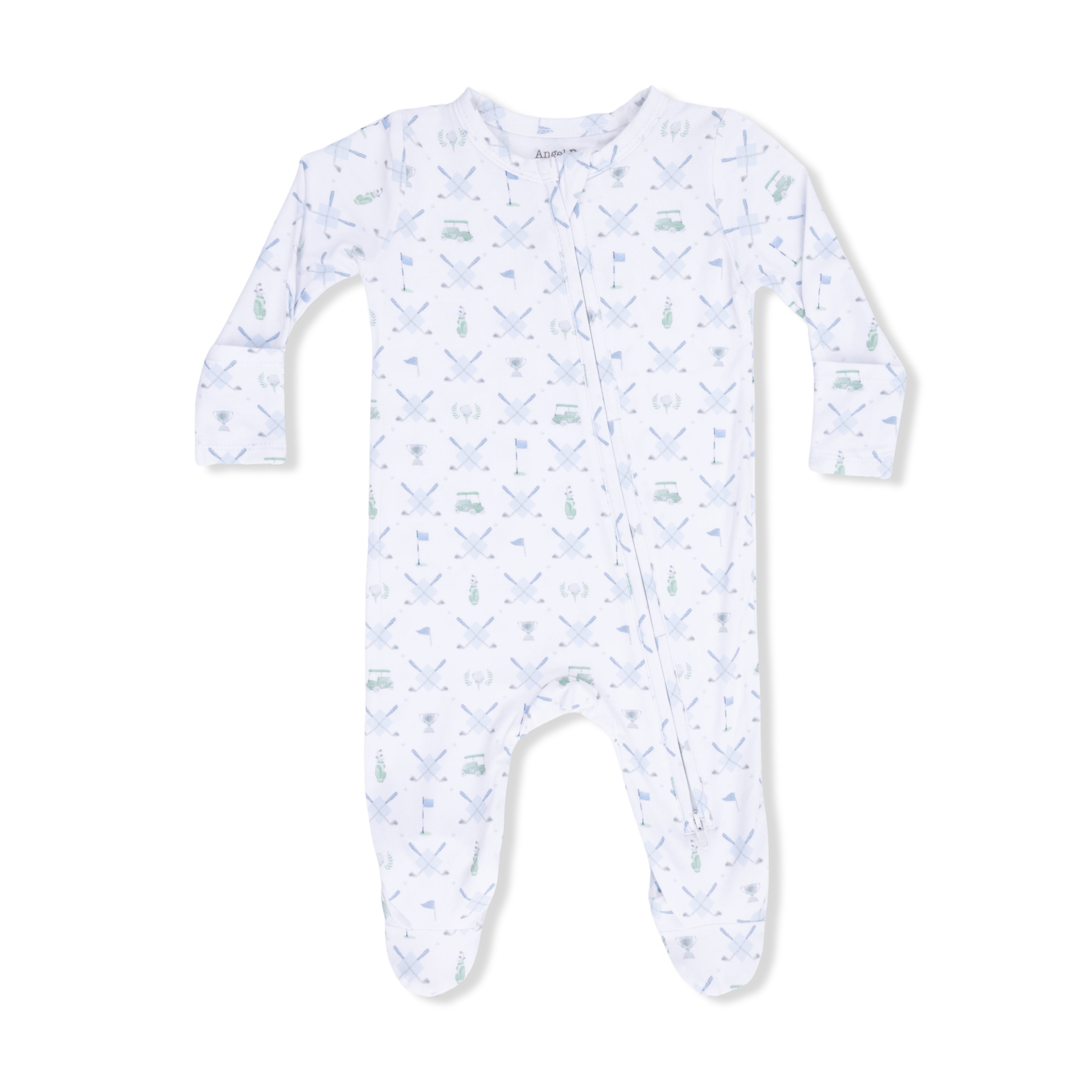 2 Way Zipper Footie | Golf Trellis Blue