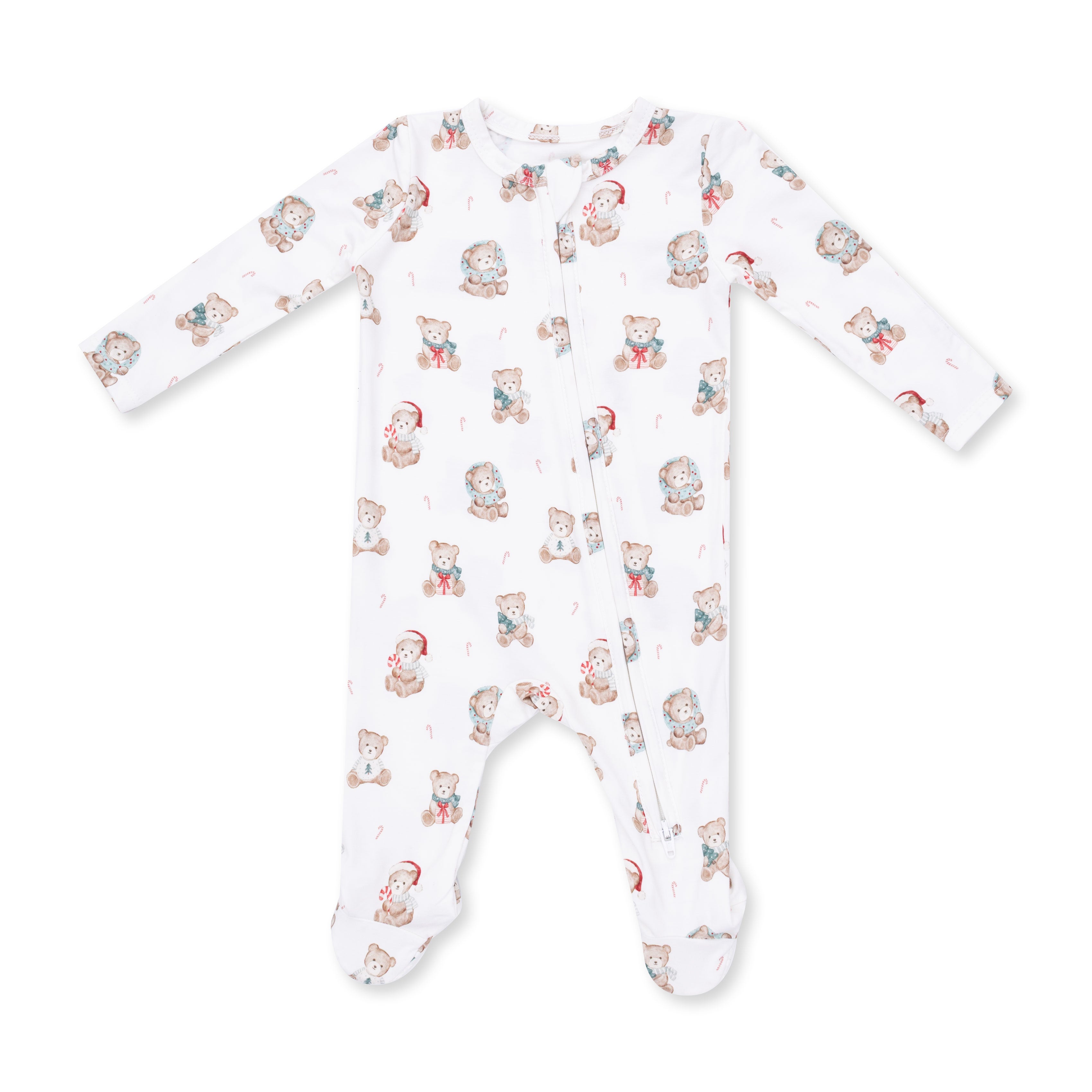2 Way Zipper Footie | Christmas Teddy Bears