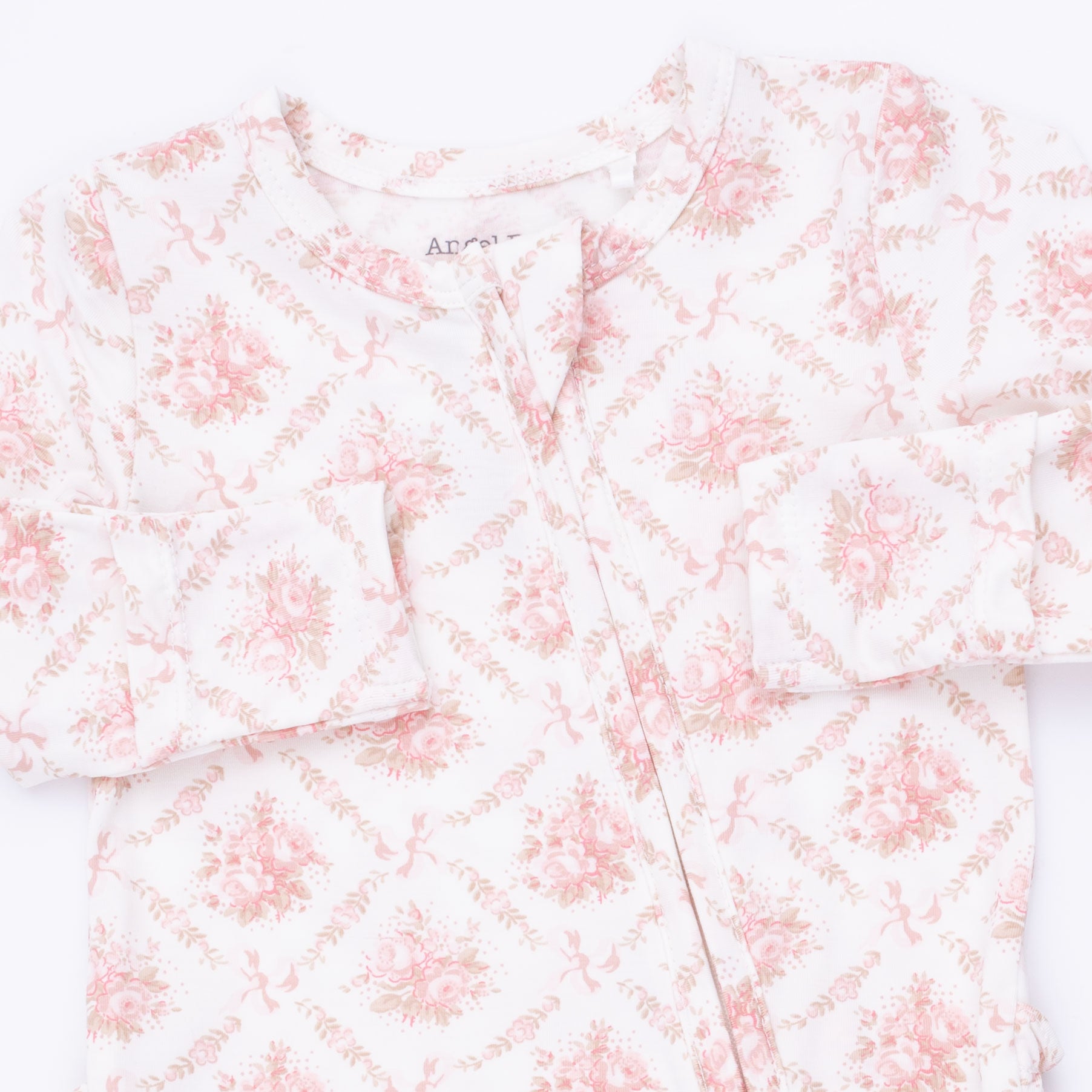 2 Way Zipper Ruffle Footie | Rose Bow Lattice