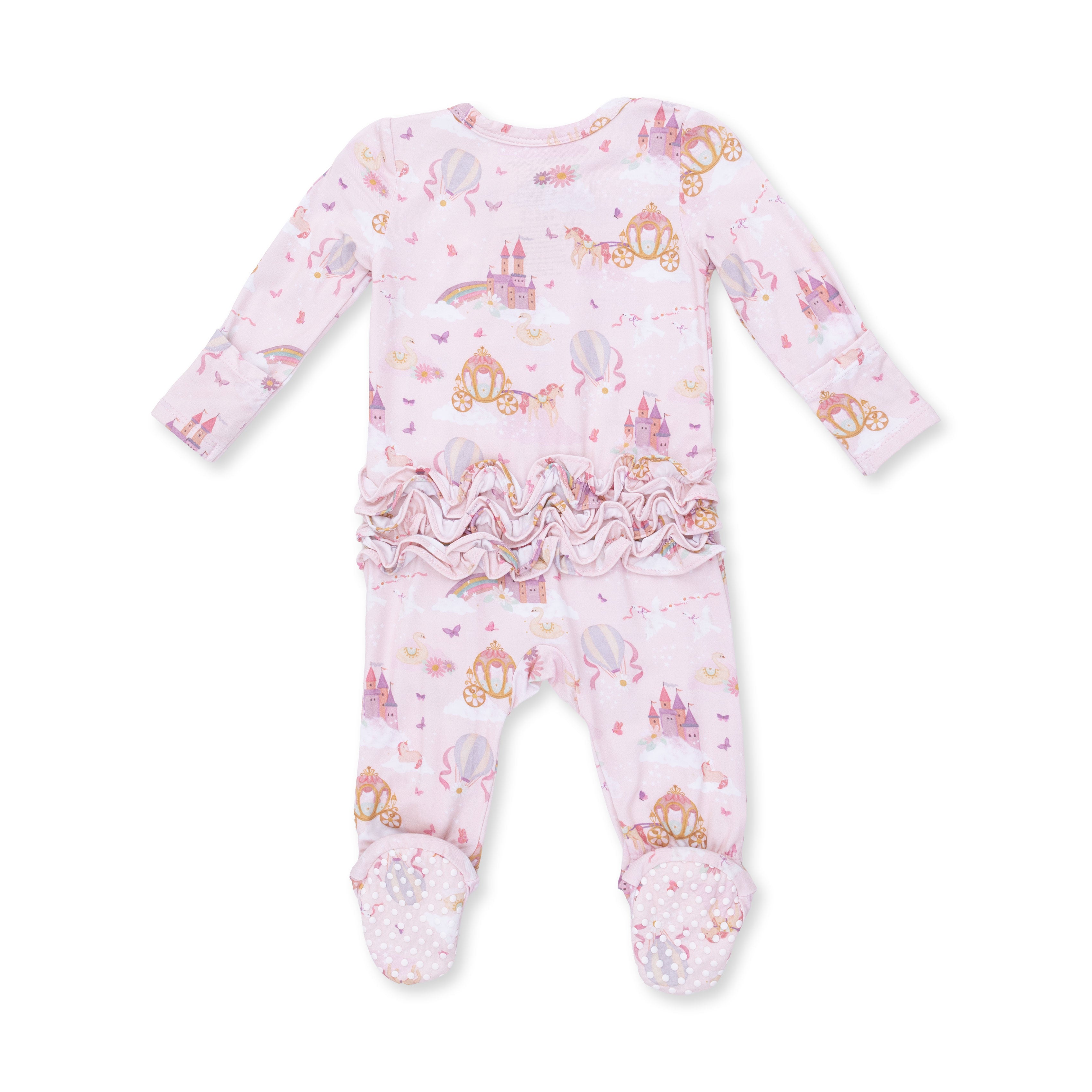 2 Way Zipper Ruffle Footie | Princess Unicorns & Castle