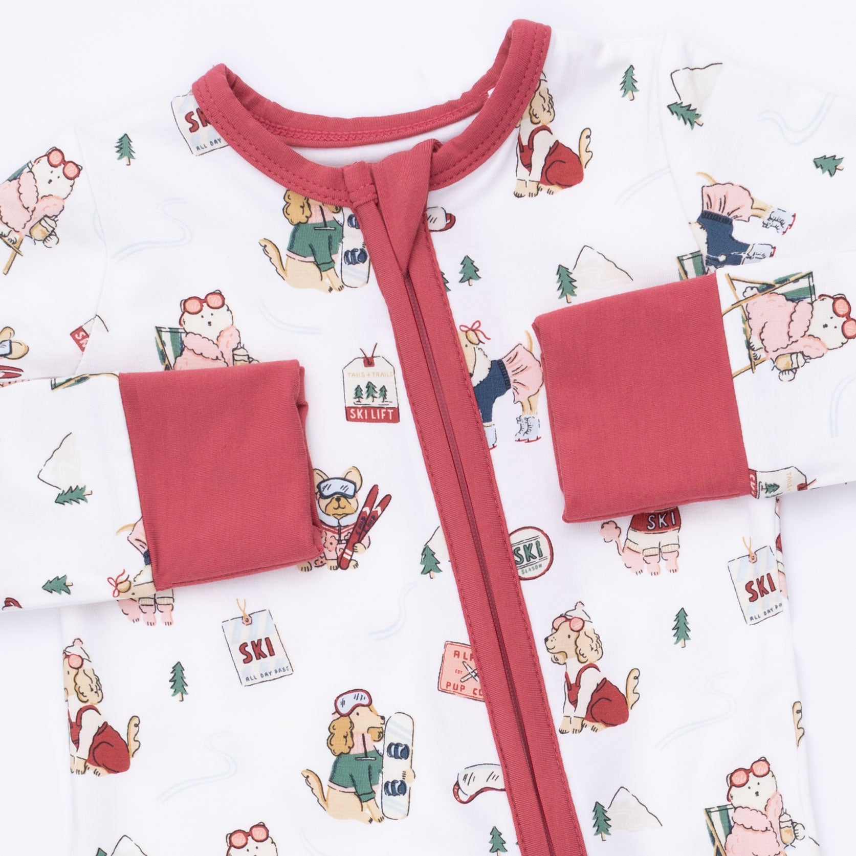 Convertible Romper | Winter Sports Dogs Pink