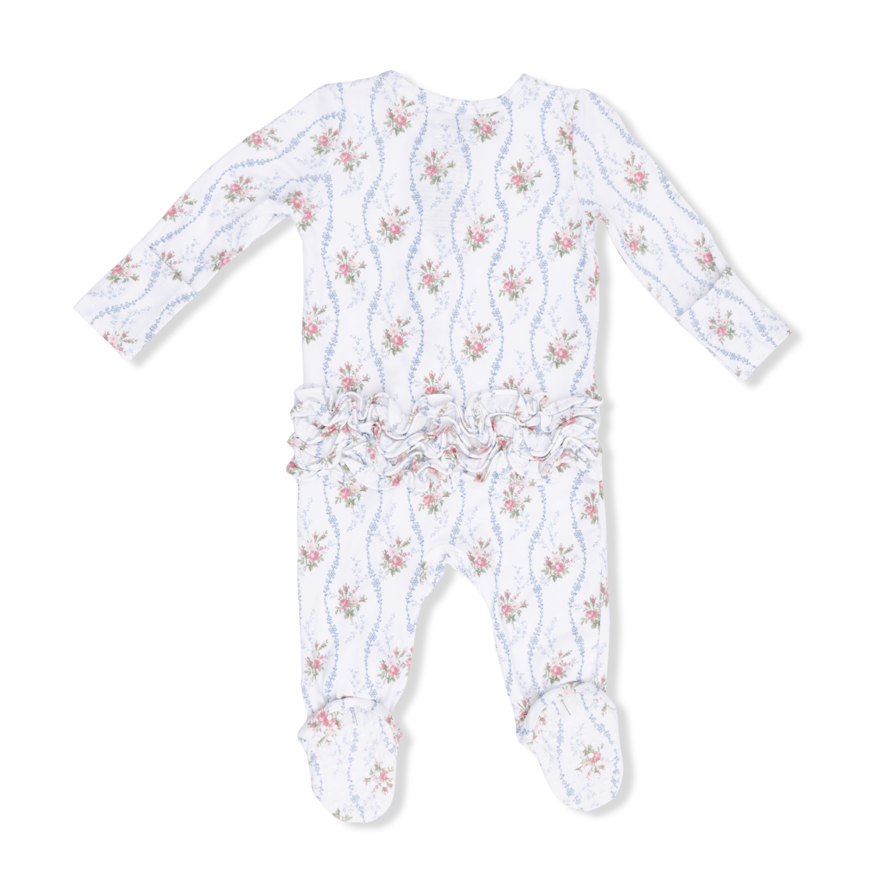 2 Way Zipper Ruffle Footie | Heirloom Rose Stripe