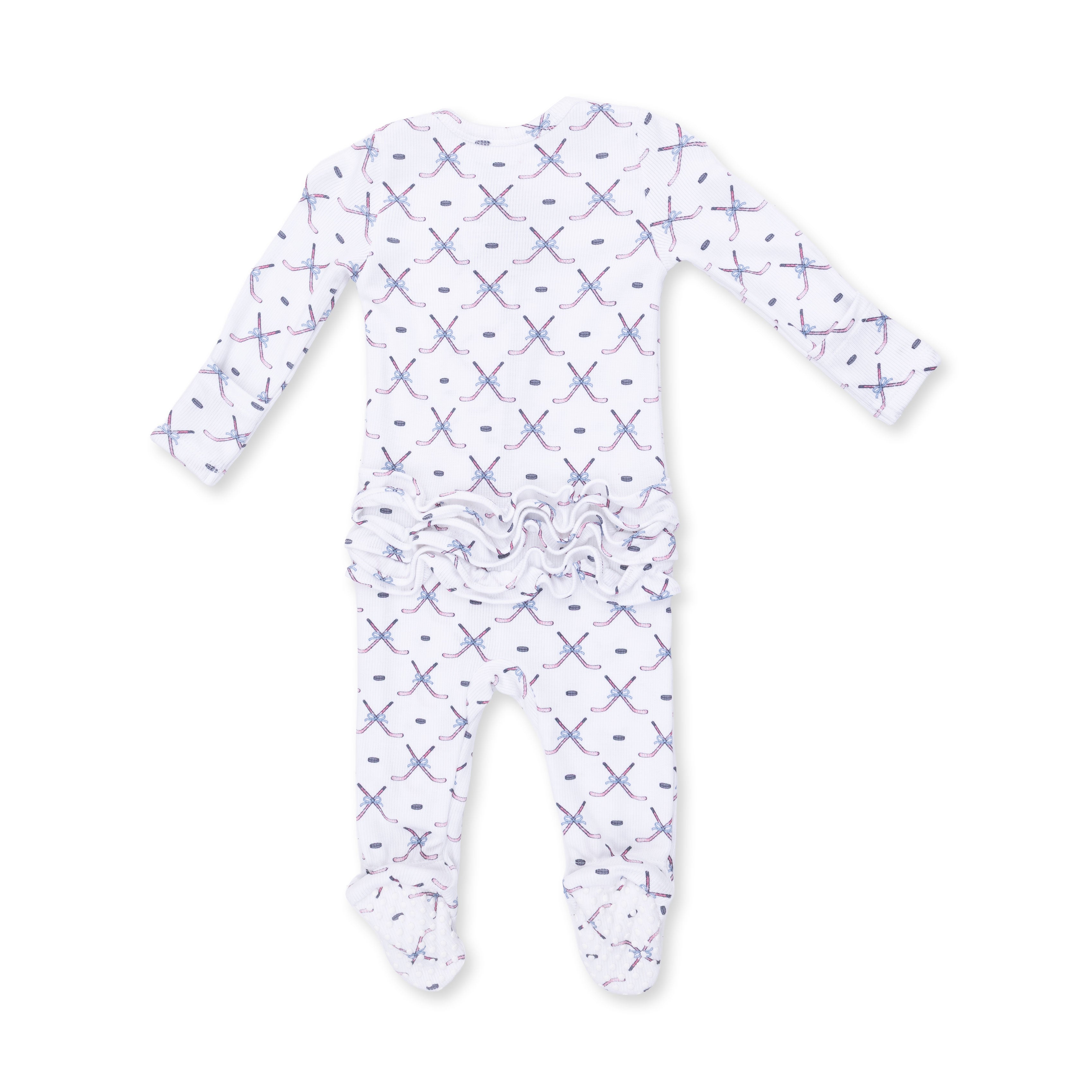 2 Way Zipper Ruffle Footie | Simple Hockey Pink